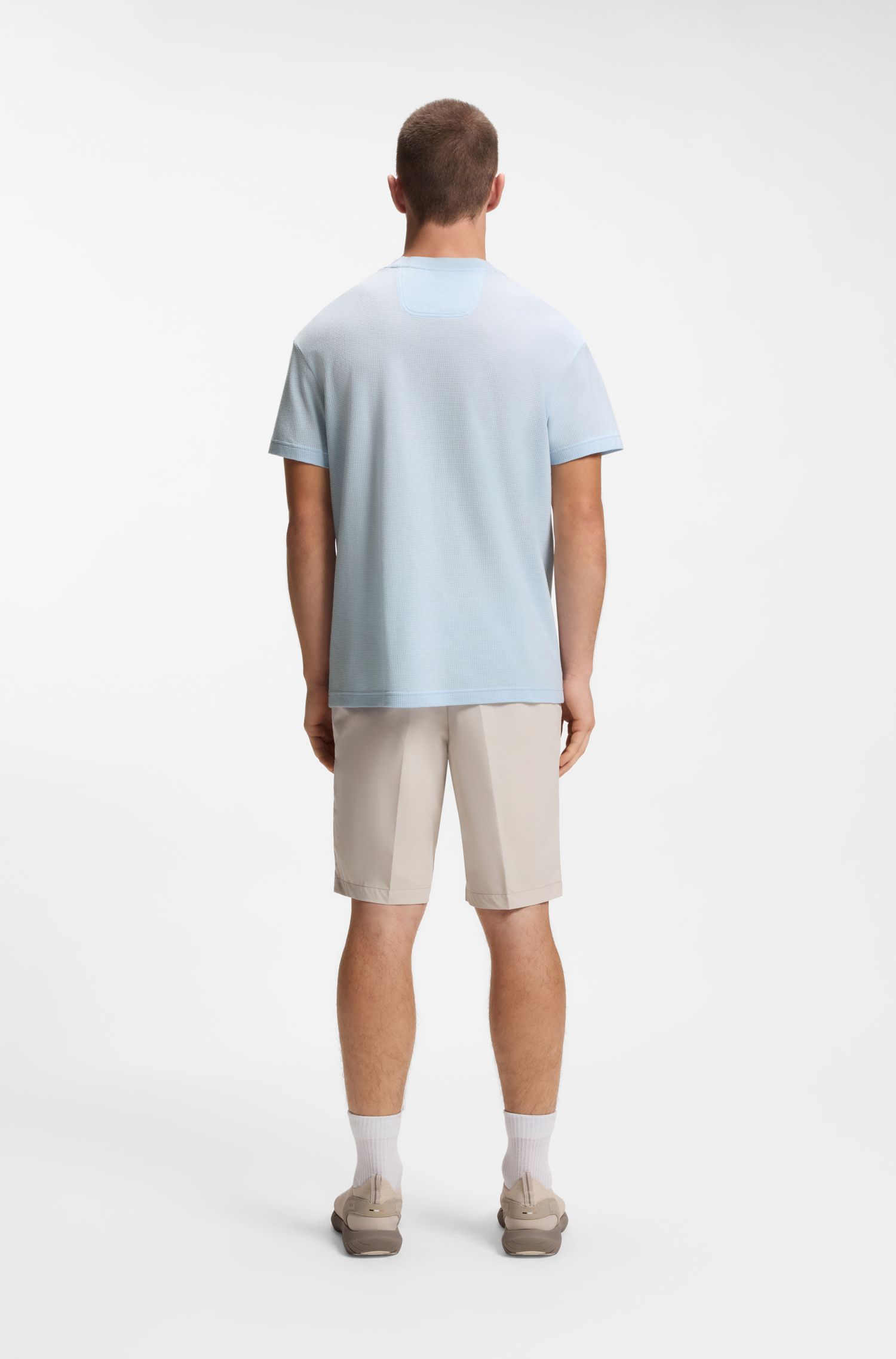 【BOSS博斯】肩部徽标华夫格结构宽松版型 T 恤