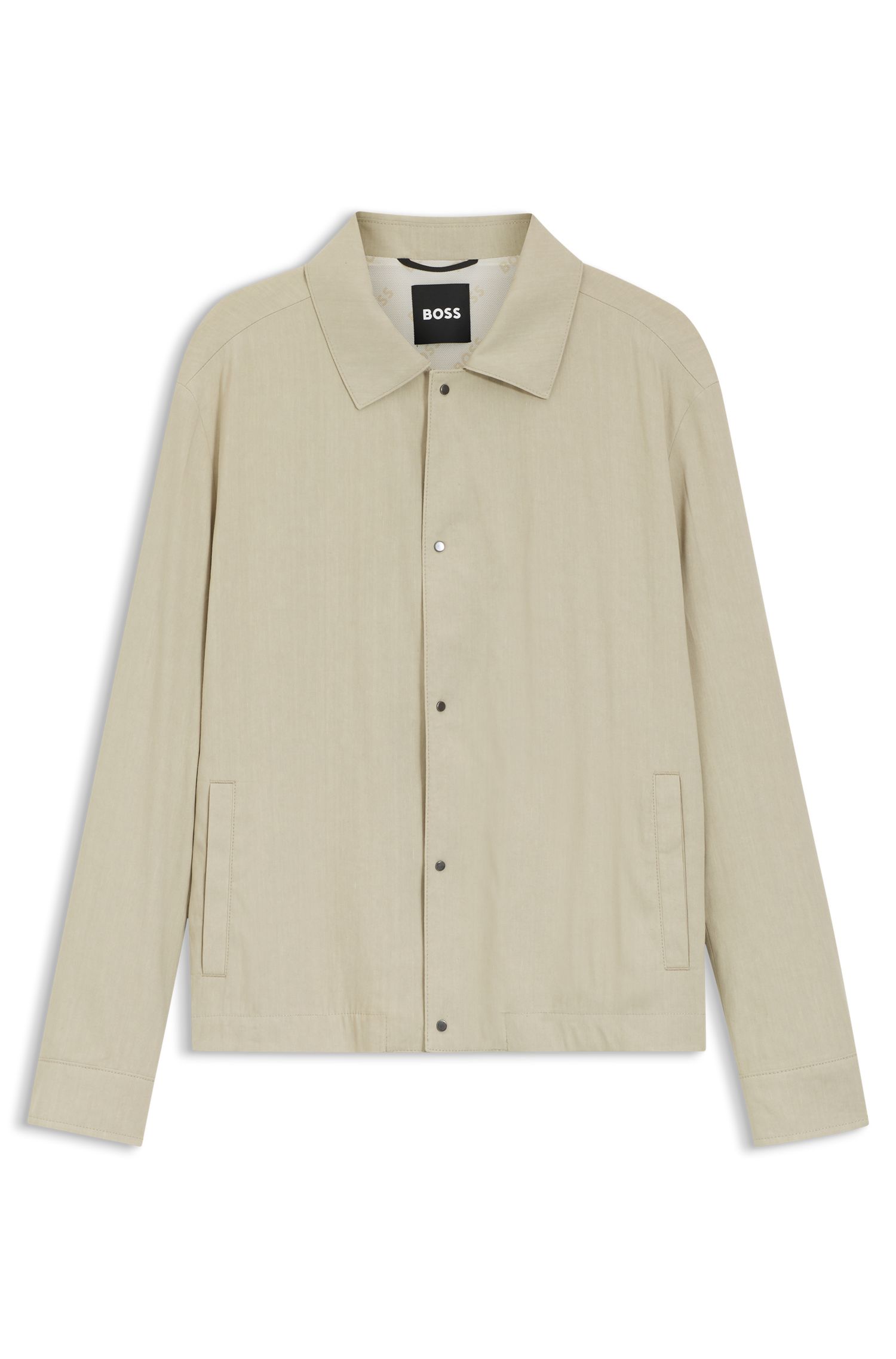 【BOSS博斯】宽松版型亚麻混纺外套衬衫