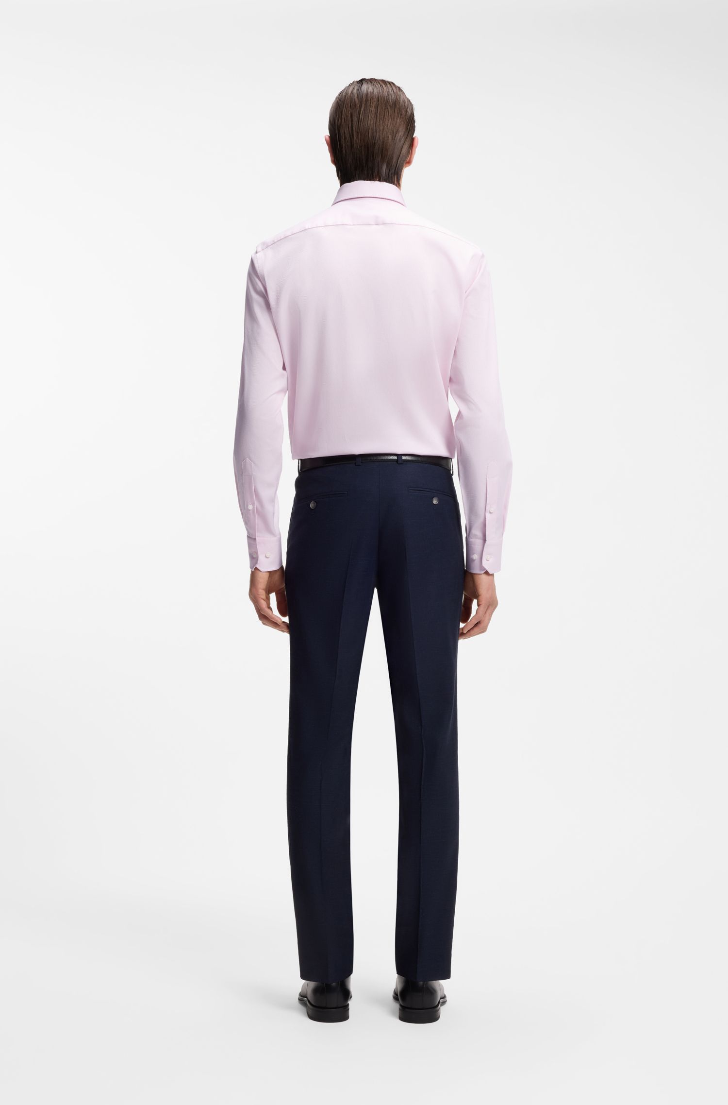 【BOSS博斯】易熨烫弹力棉多臂提花常规版衬衫