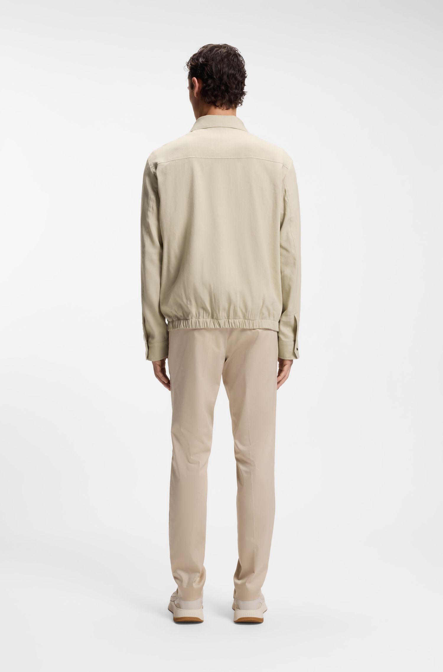 【BOSS博斯】宽松版型亚麻混纺外套衬衫