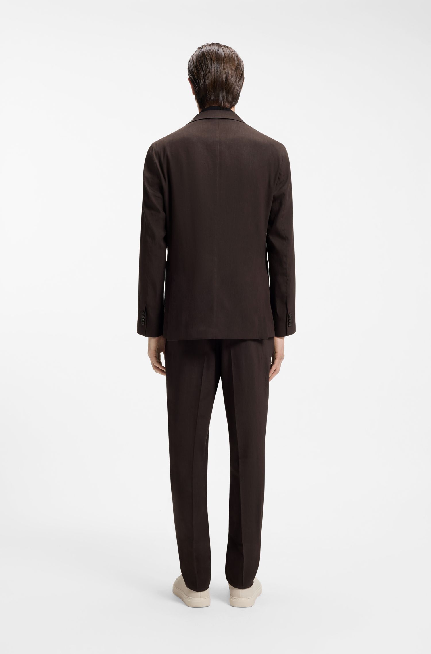 【BOSS博斯】亚麻混纺可机洗修身西装外套