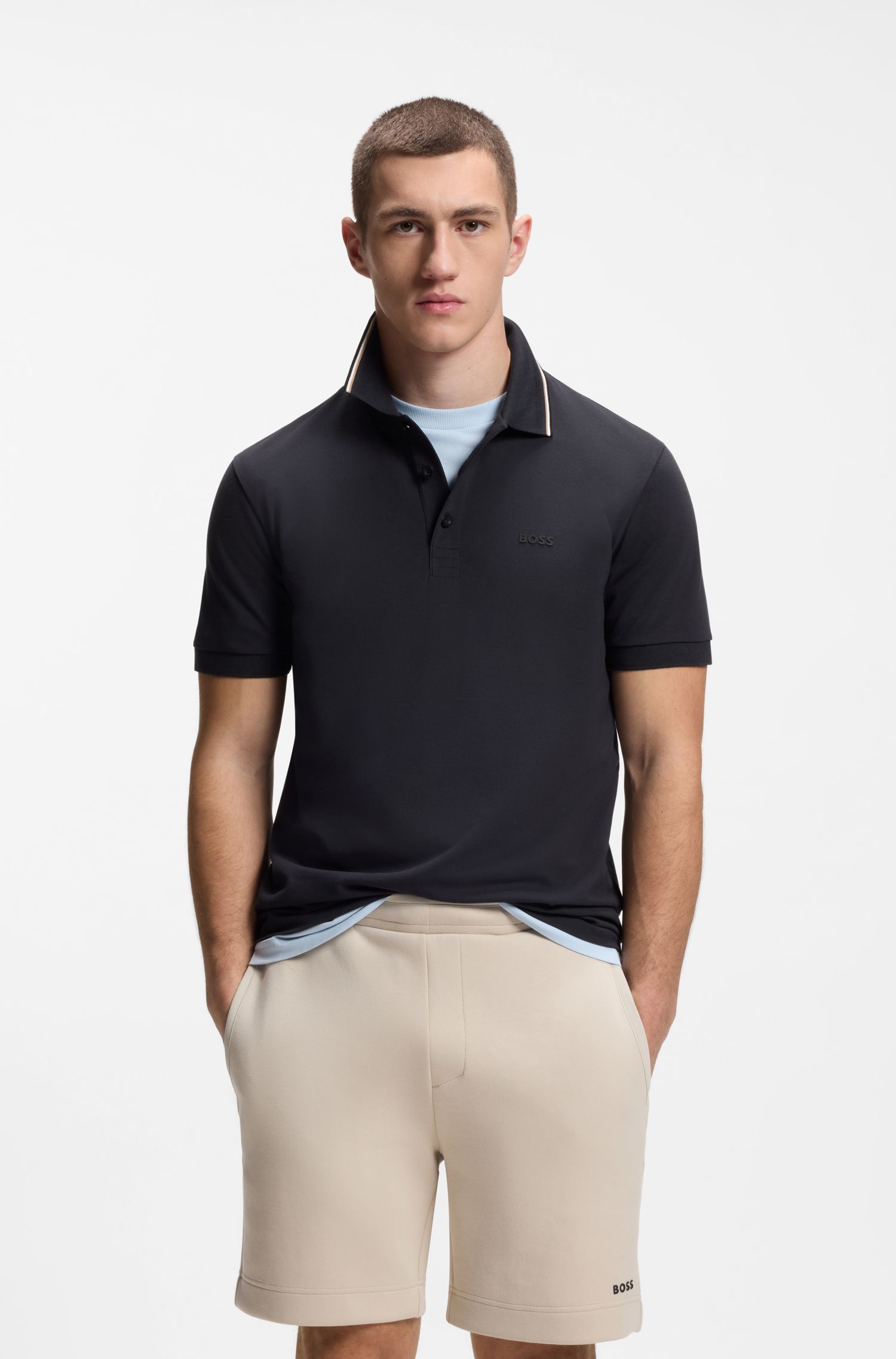 【BOSS博斯】快干弹力棉质修身版型 Polo 衫
