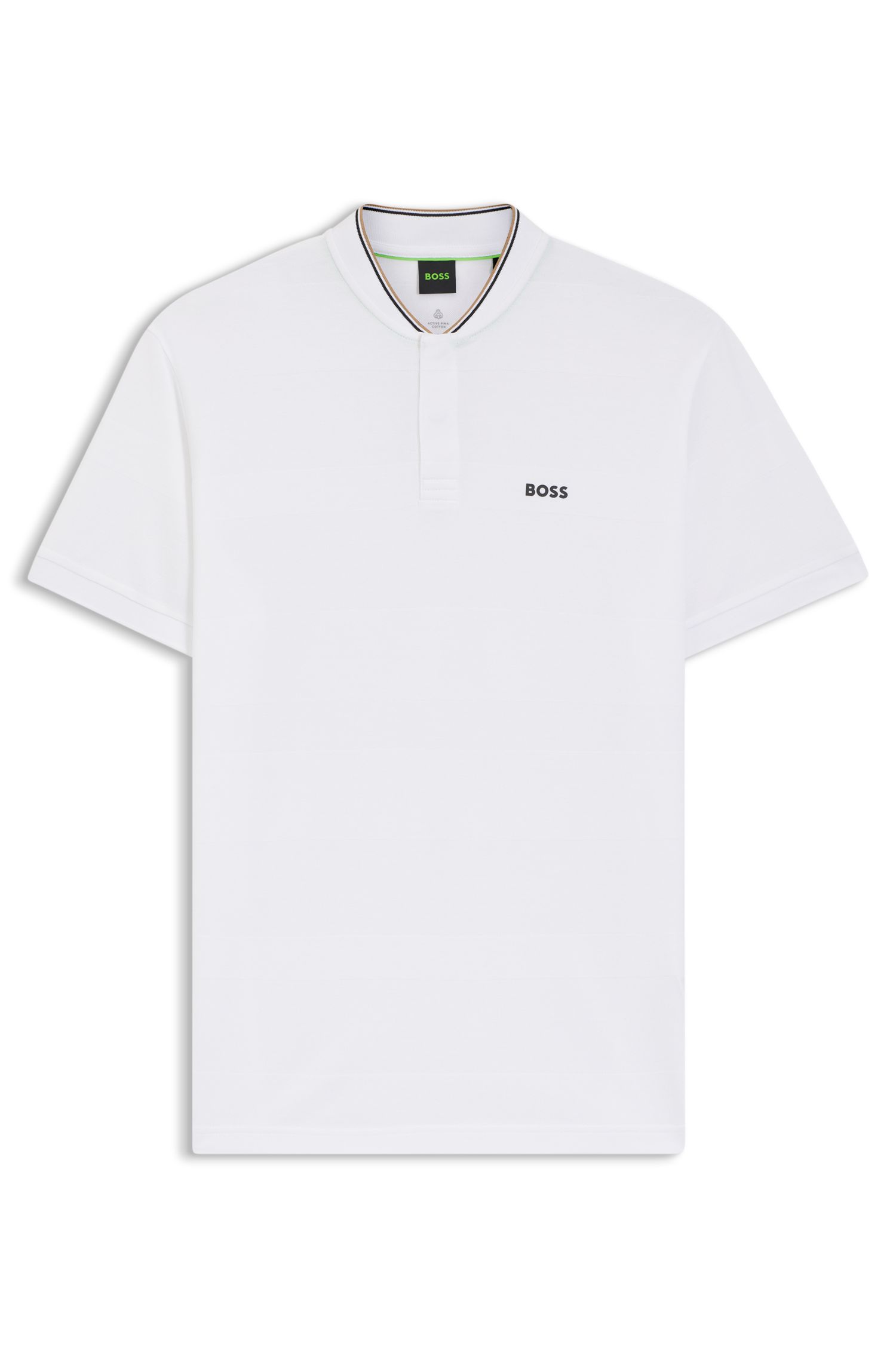 【BOSS博斯】条纹结构棉质珠地布混纺 Polo 衫