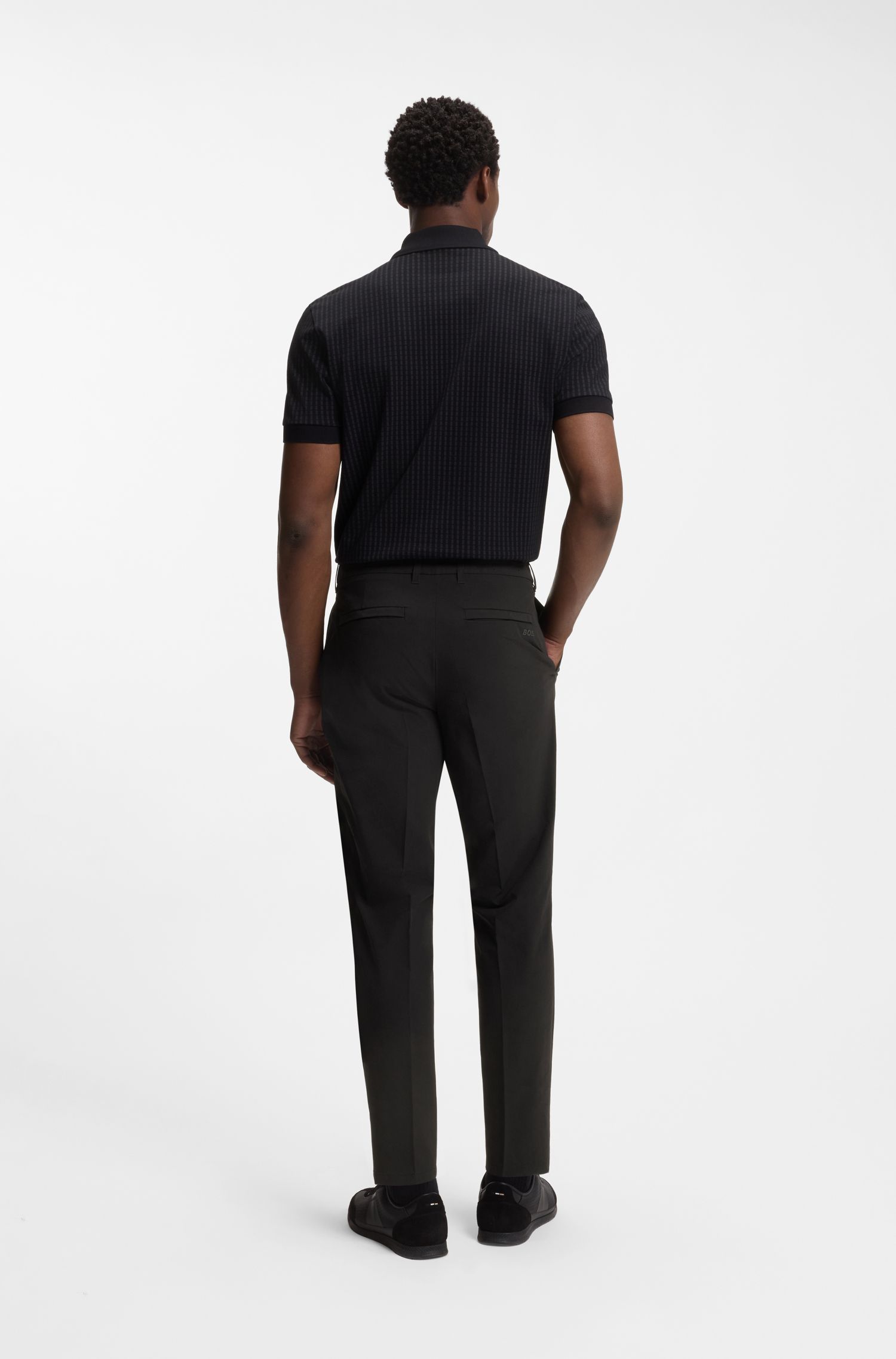 【BOSS博斯】防泼水弹性面料锥形长裤