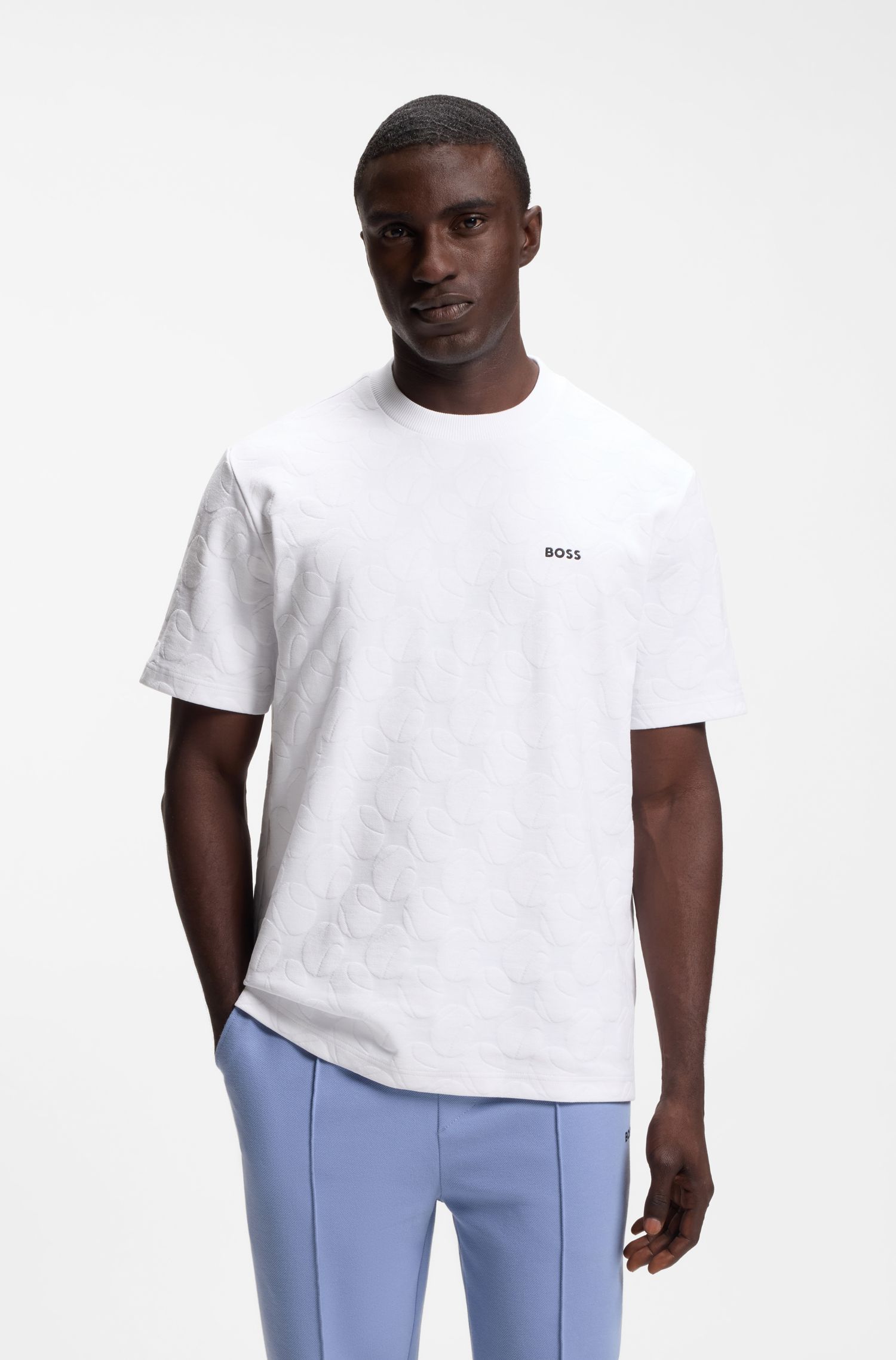 【BOSS博斯】网球提花棉质混纺 T 恤