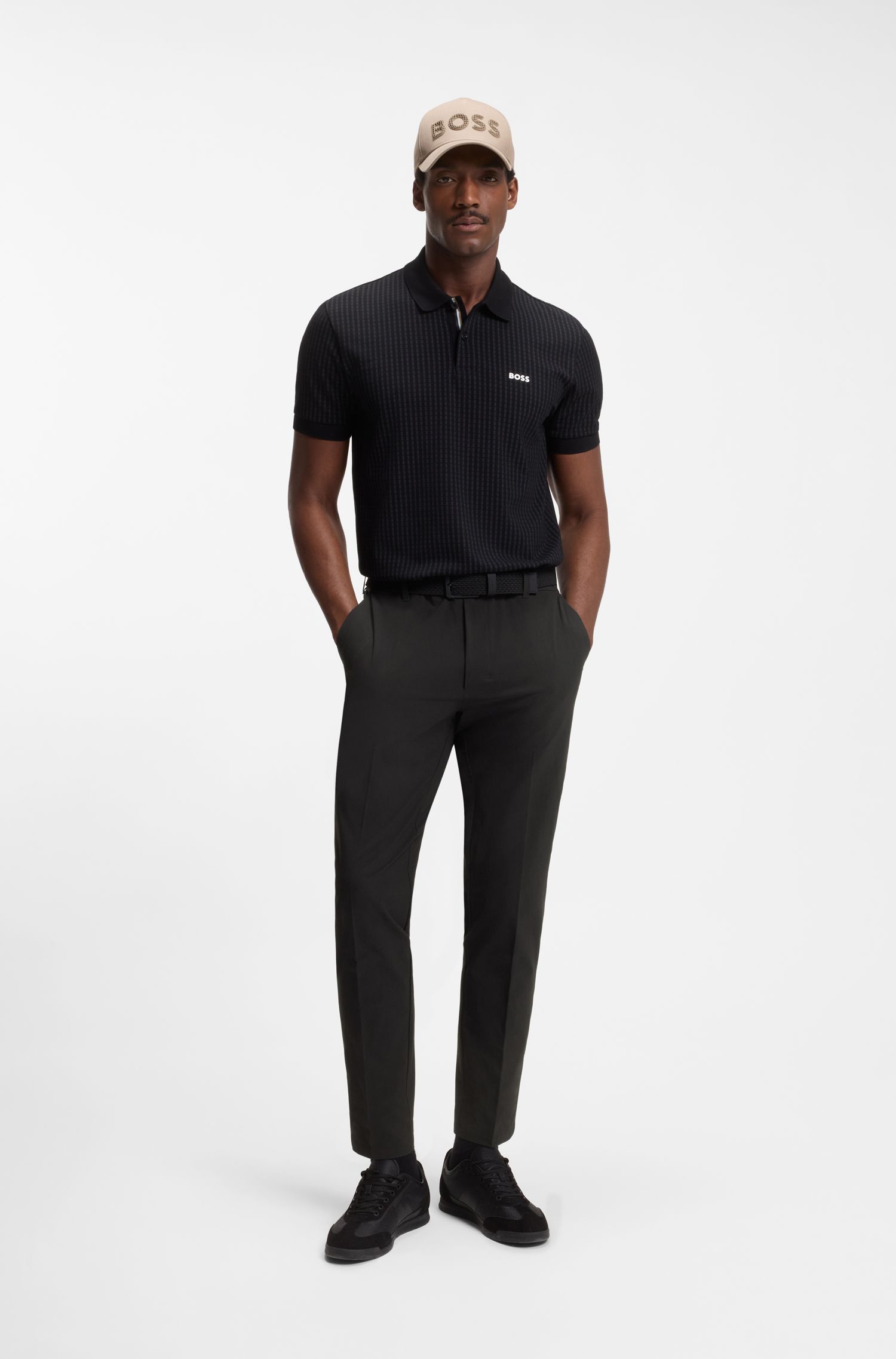 【BOSS博斯】防泼水弹性面料锥形长裤