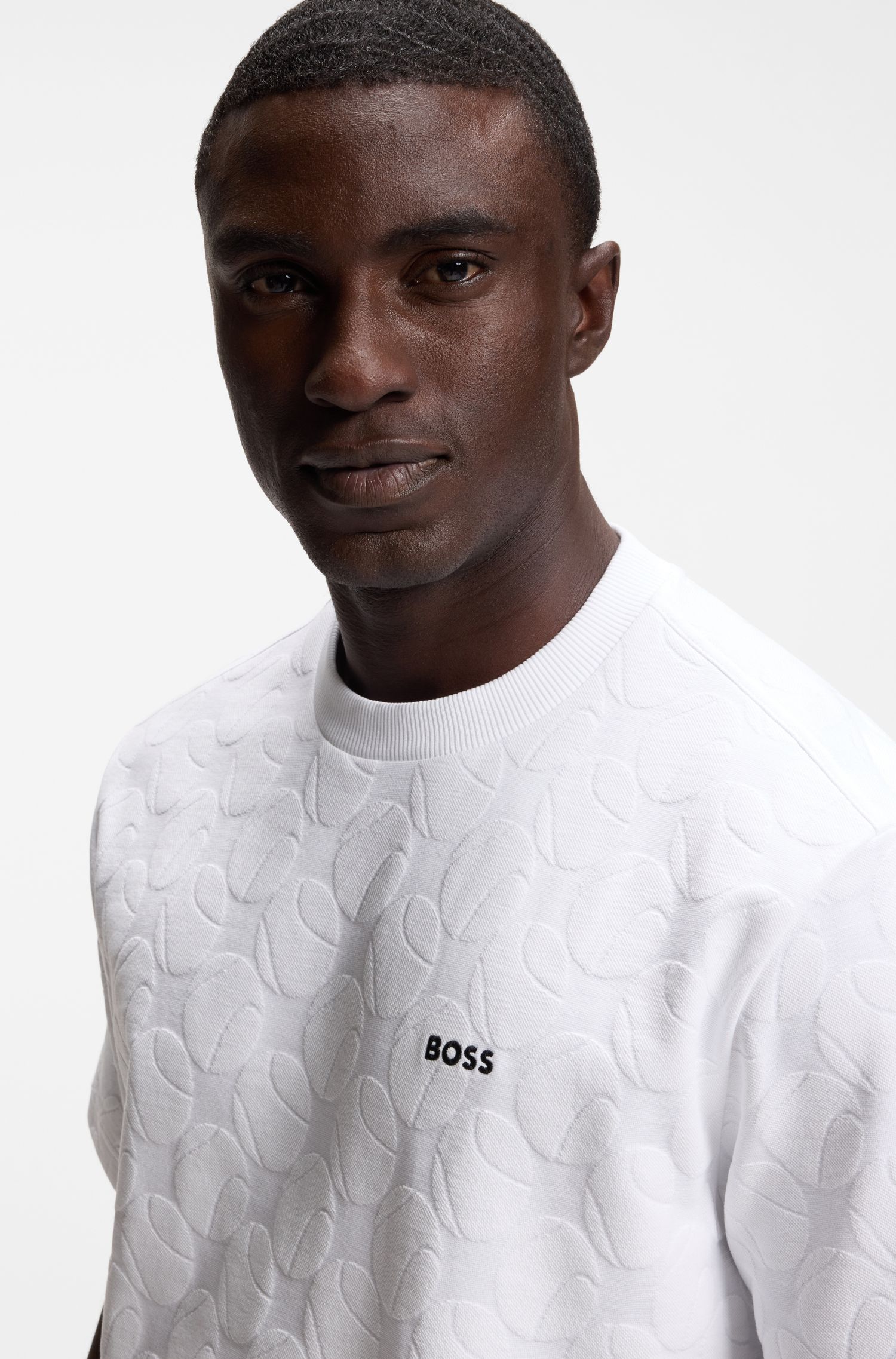 【BOSS博斯】网球提花棉质混纺 T 恤