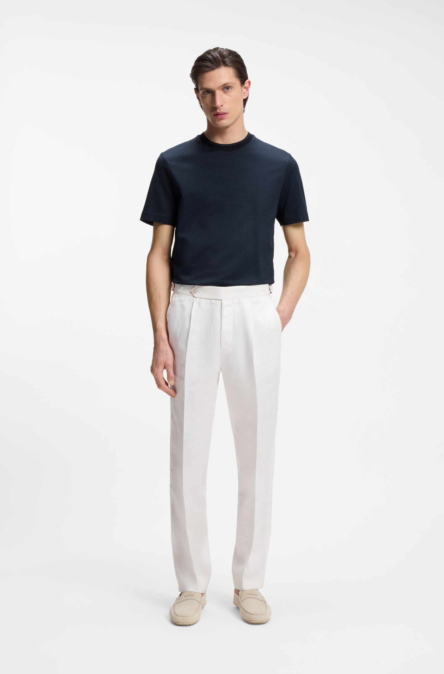 【BOSS博斯】三色提花图案丝光棉 T 恤