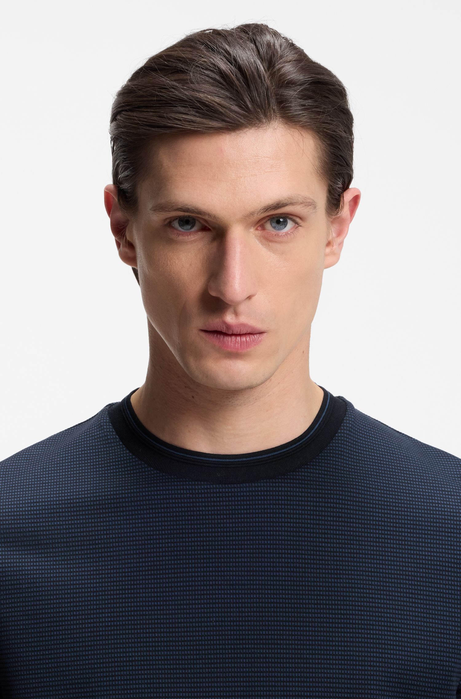 【BOSS博斯】三色提花图案丝光棉 T 恤