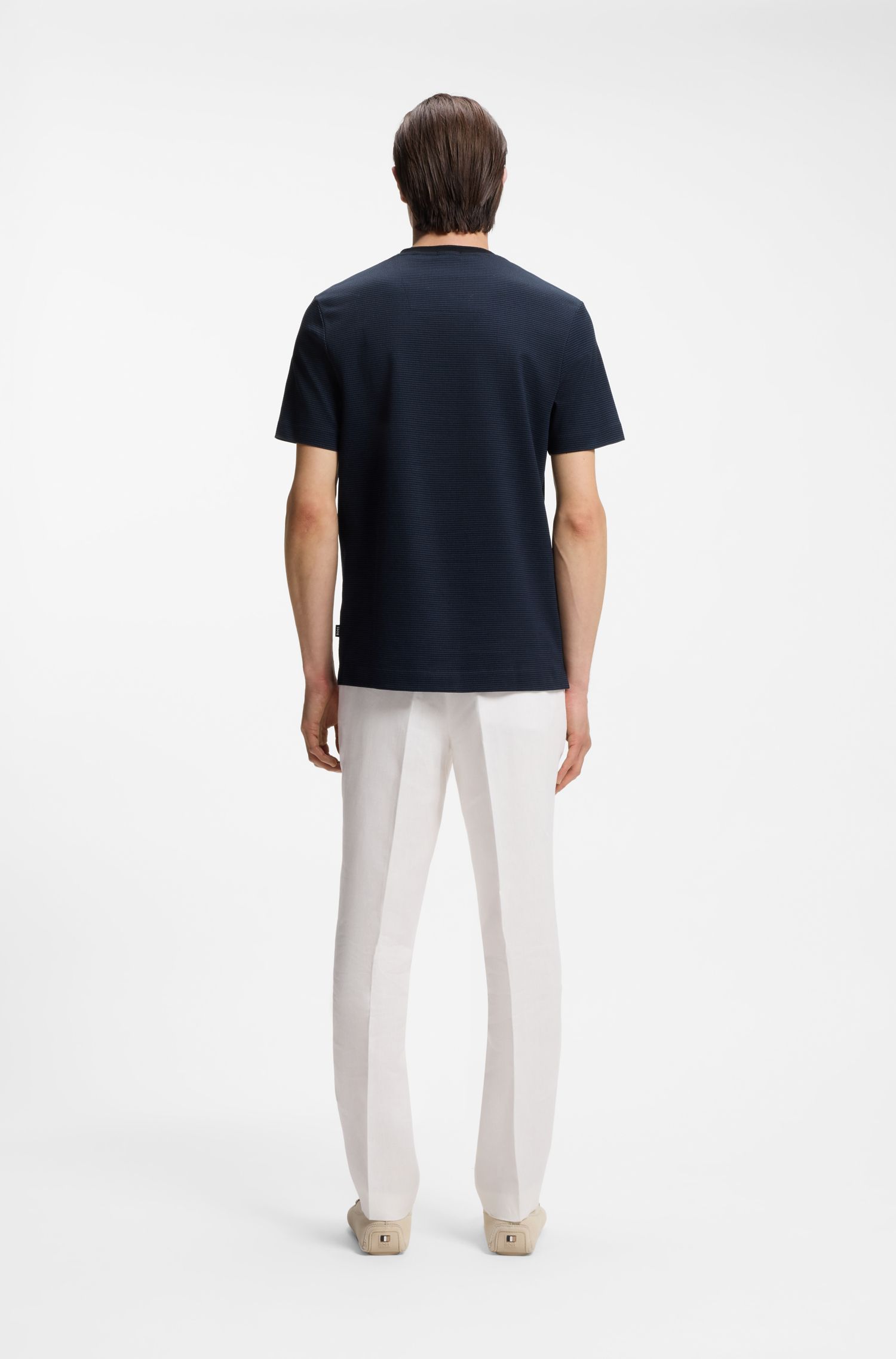 【BOSS博斯】三色提花图案丝光棉 T 恤