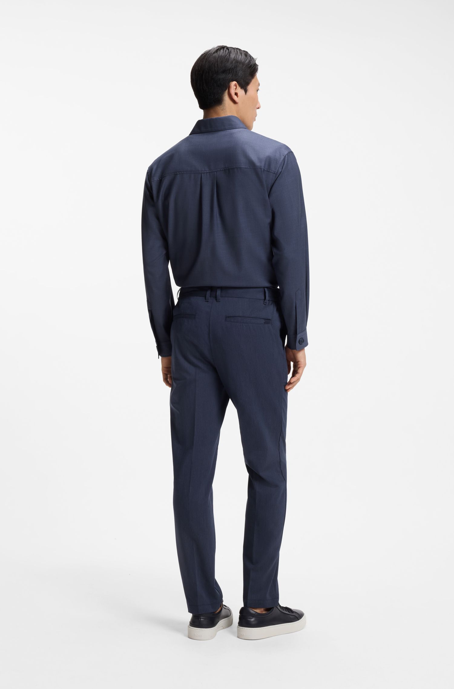 【BOSS博斯】易熨烫棉质混纺斜纹布常规版型长裤