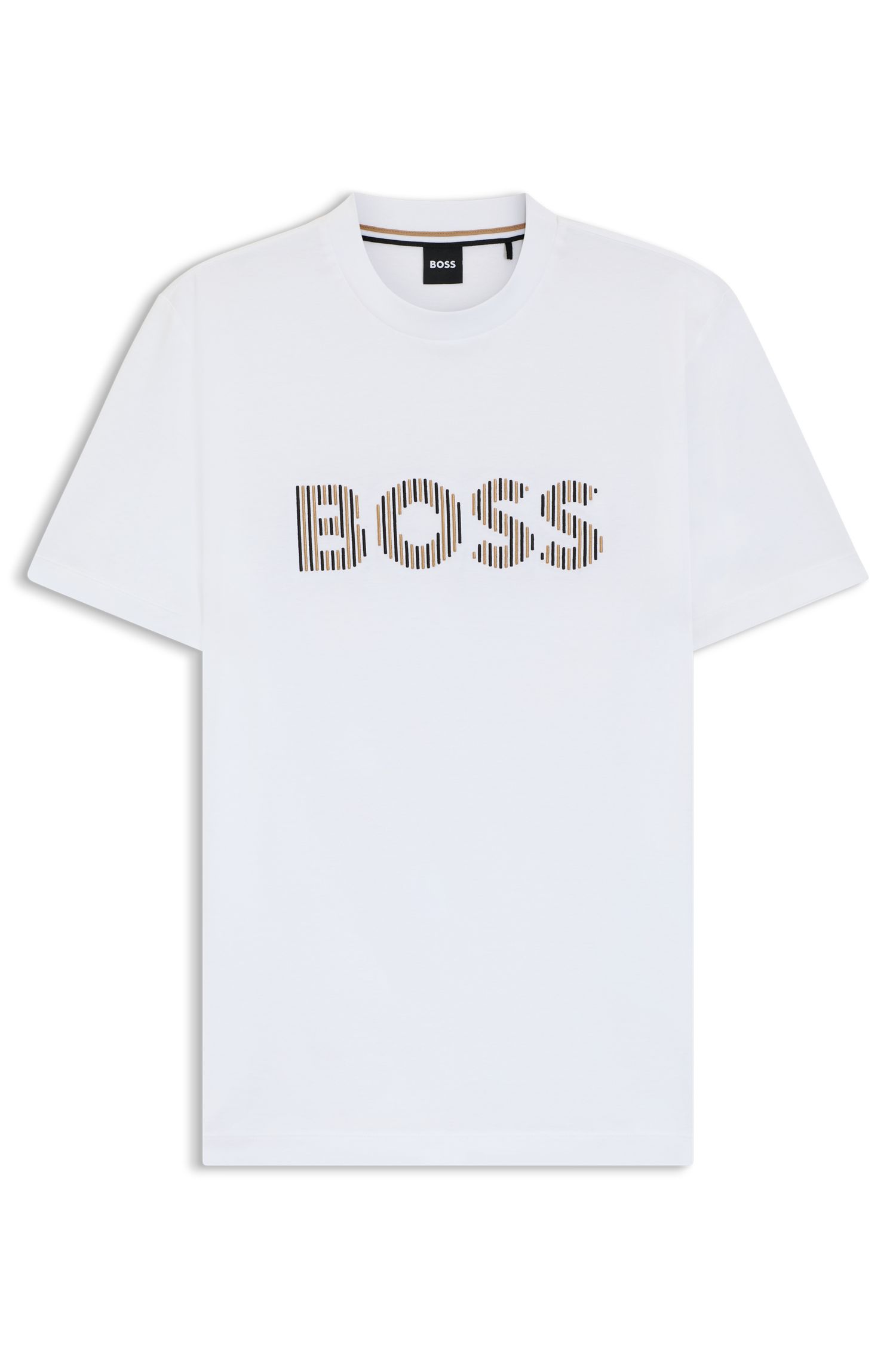 【BOSS博斯】条纹艺术图案棉质平纹布 T 恤