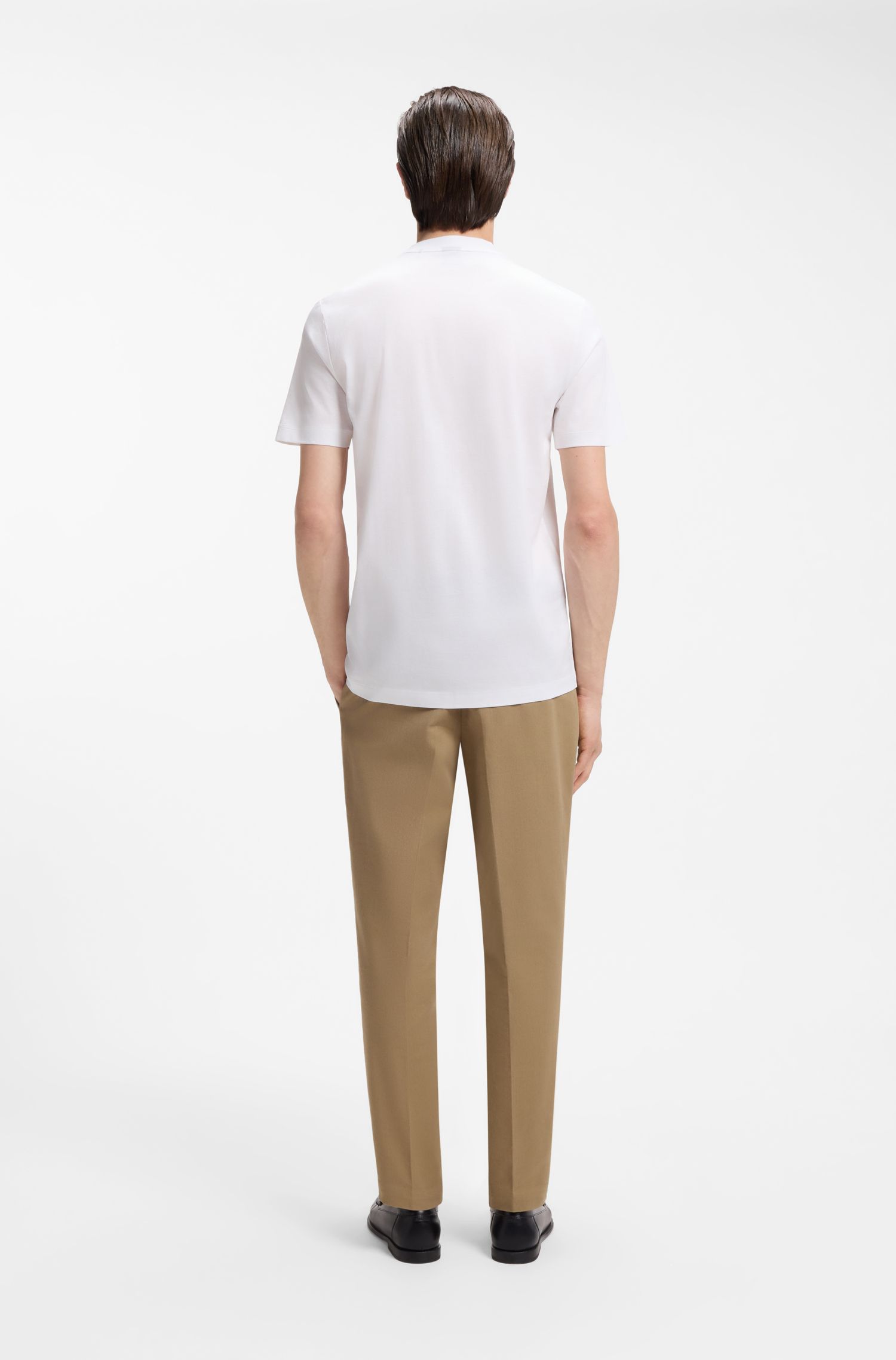 【BOSS博斯】条纹艺术图案棉质平纹布 T 恤