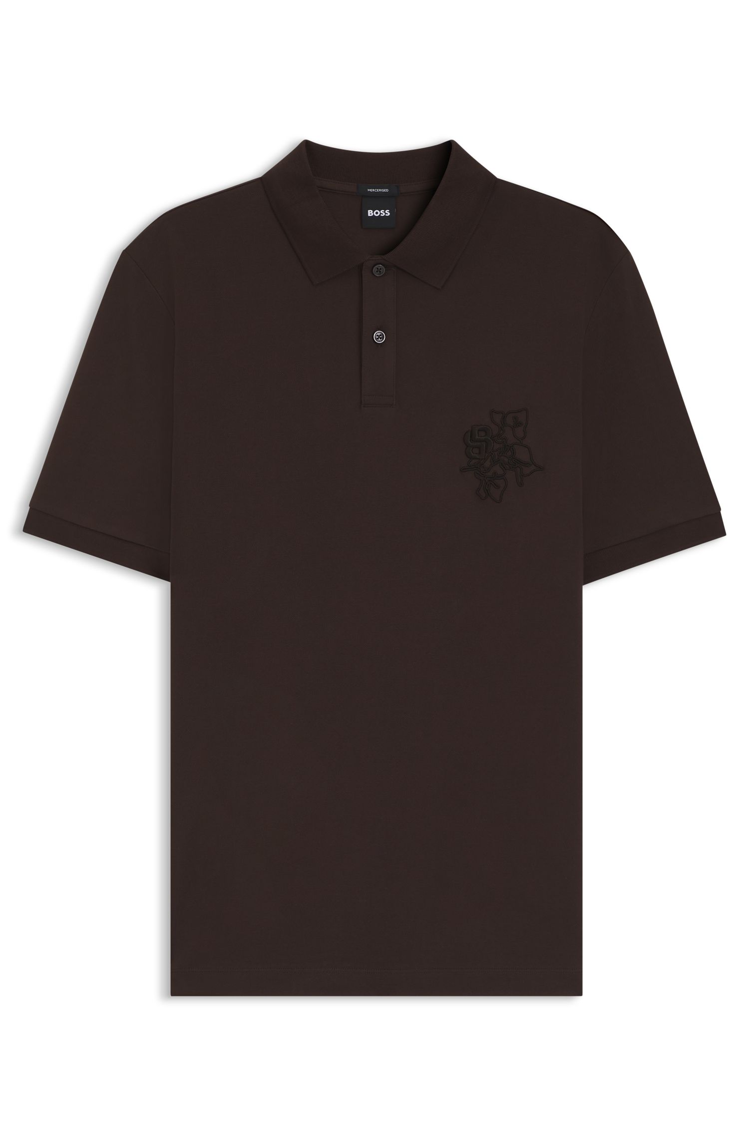 【BOSS博斯】双 B 交织字母装饰丝光棉质 Polo 衫