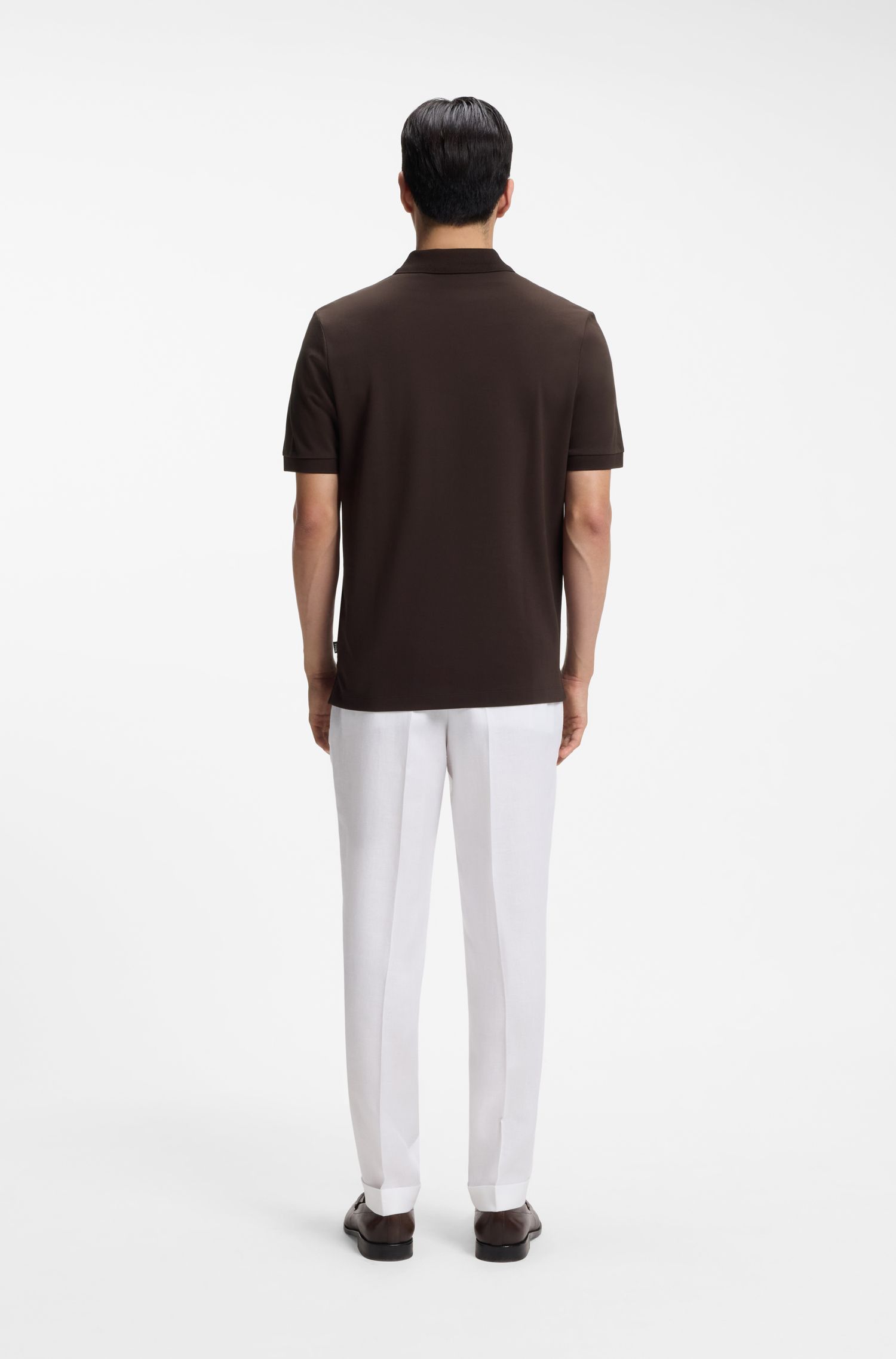 【BOSS博斯】双 B 交织字母装饰丝光棉质 Polo 衫