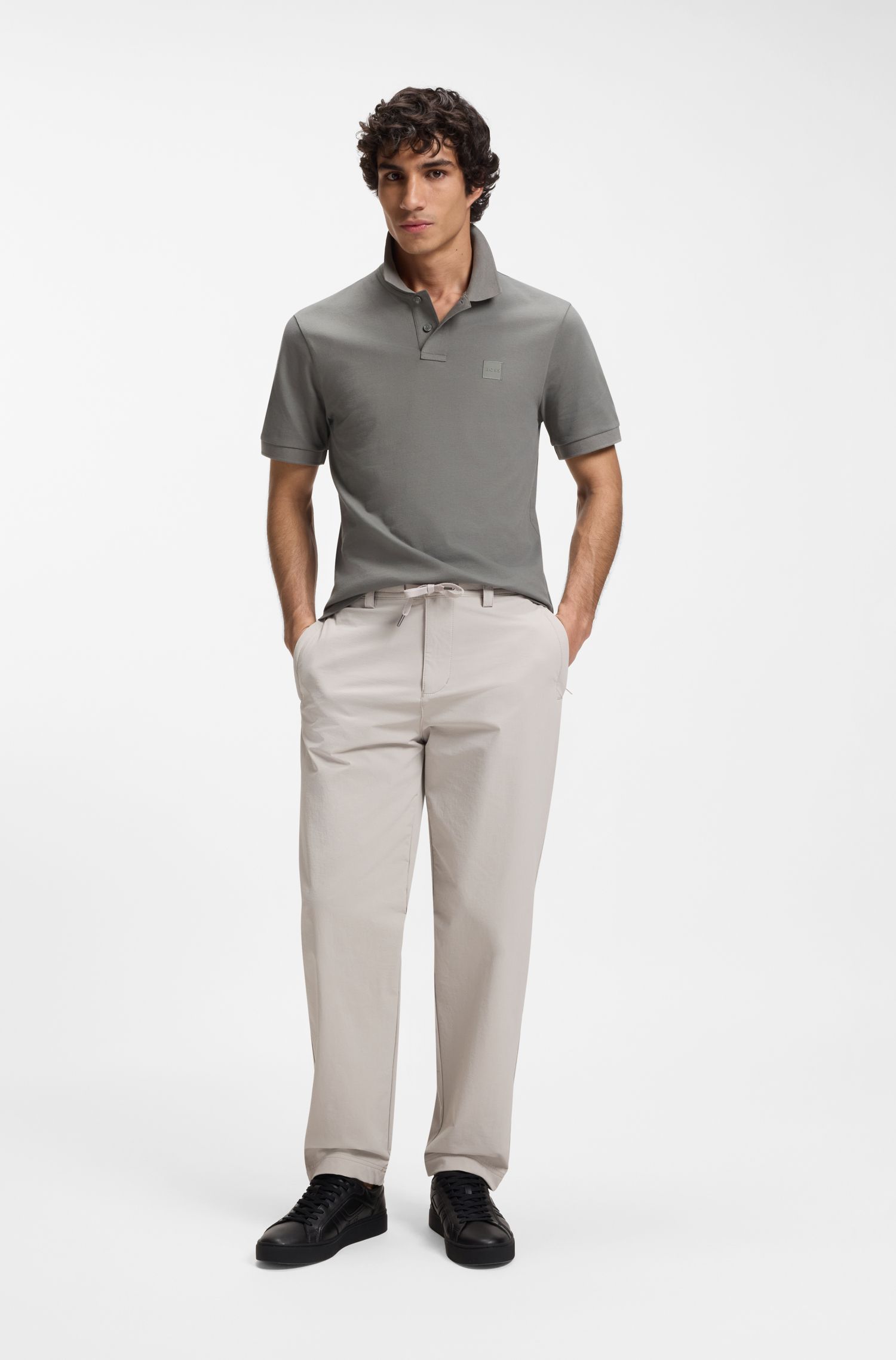 【BOSS博斯】人造纳帕革徽标饰边运动鞋