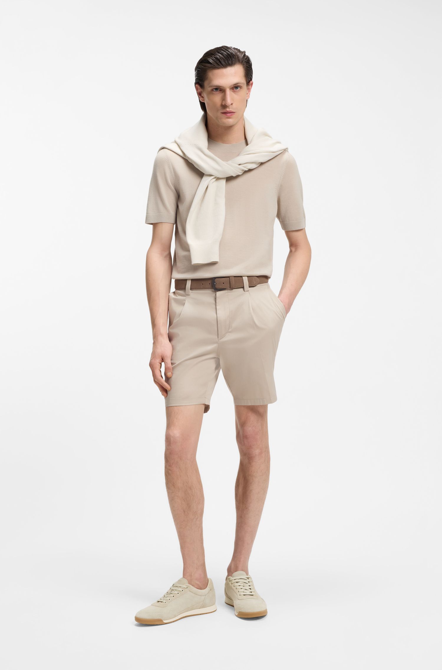 【BOSS博斯】徽标细节麂皮运动鞋