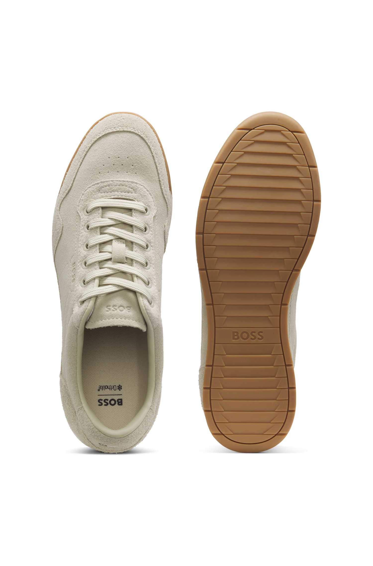 【BOSS博斯】徽标细节麂皮运动鞋