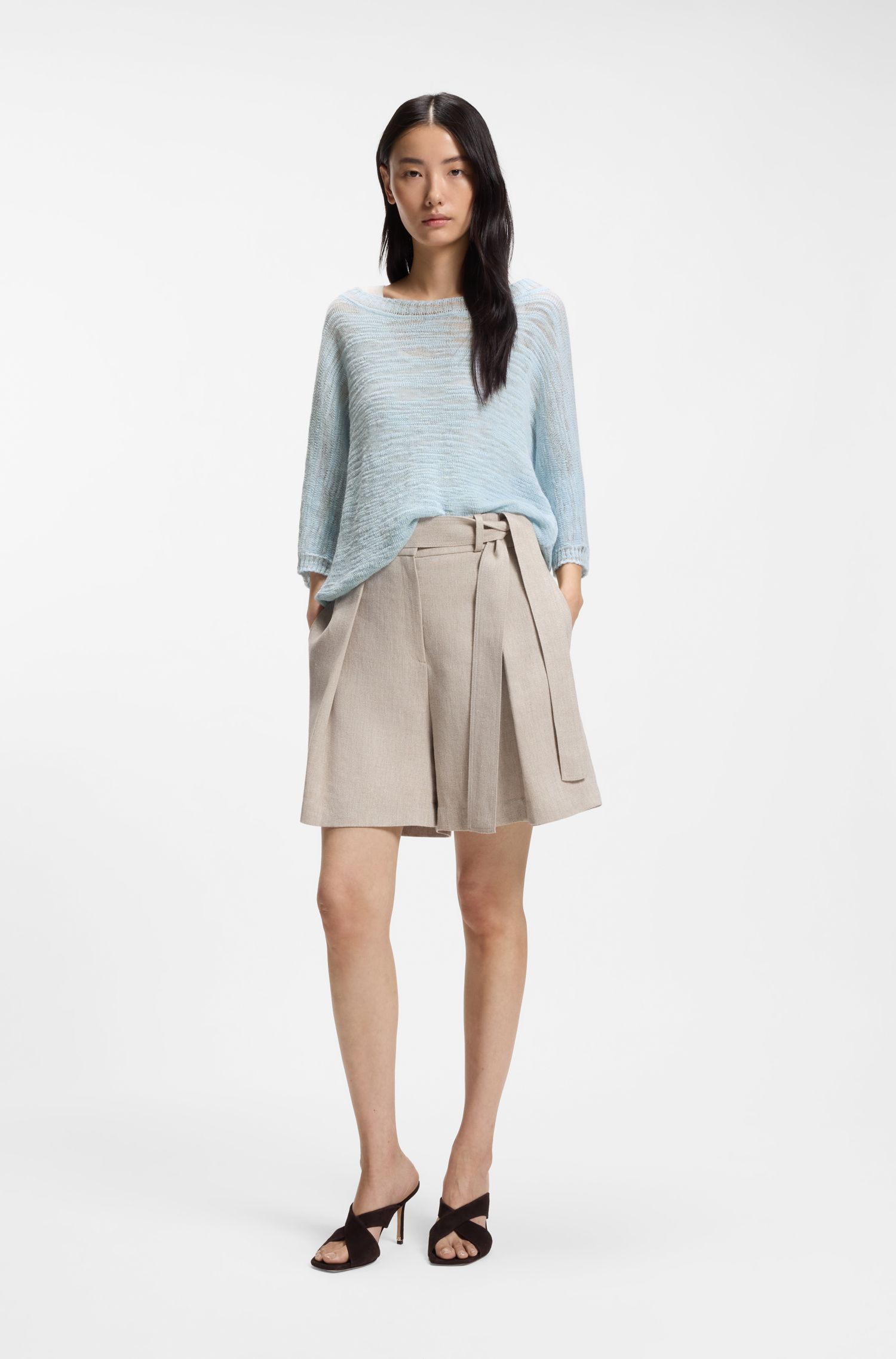 【BOSS博斯】船领亚麻混纺毛衣