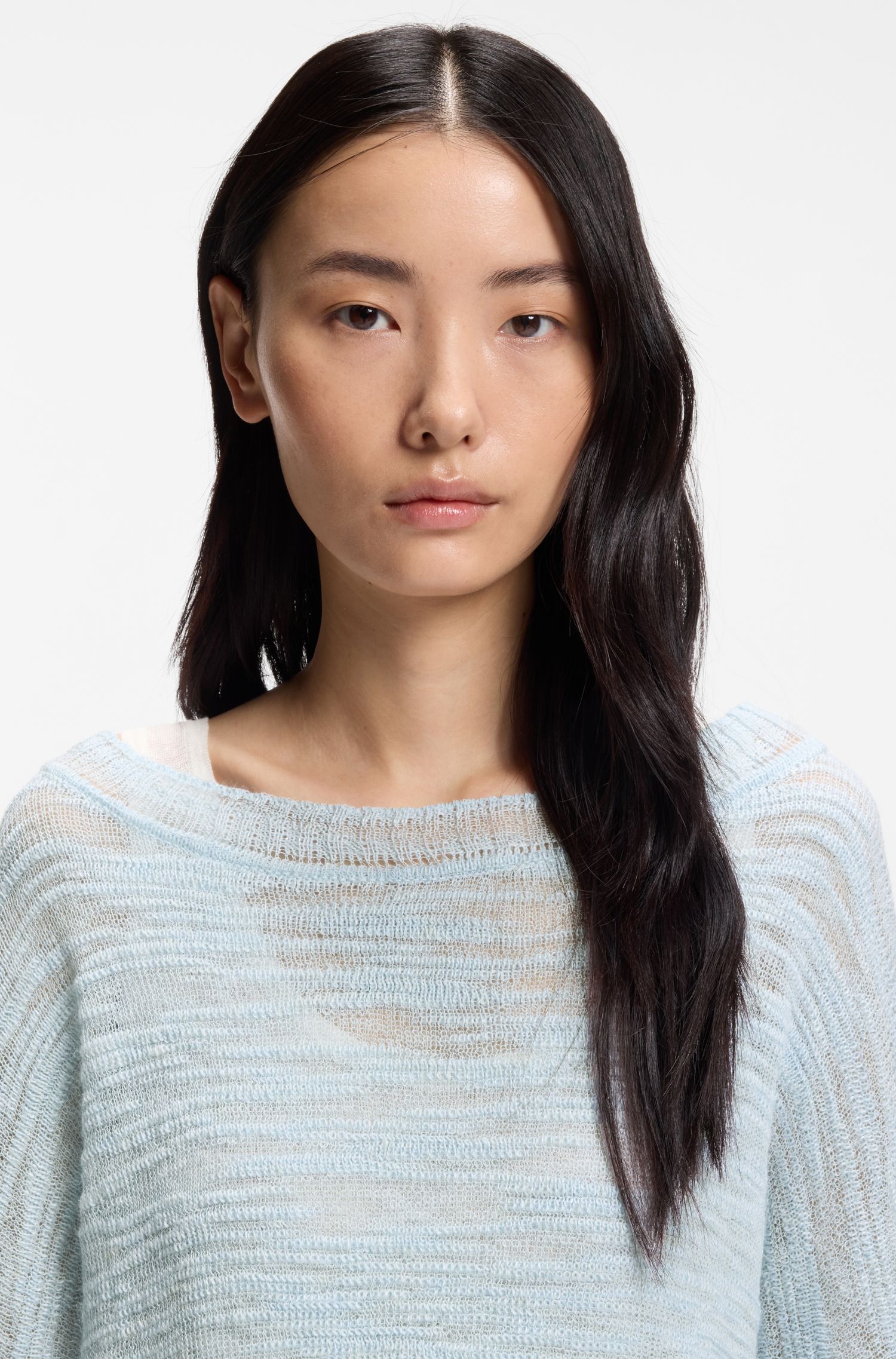 【BOSS博斯】船领亚麻混纺毛衣