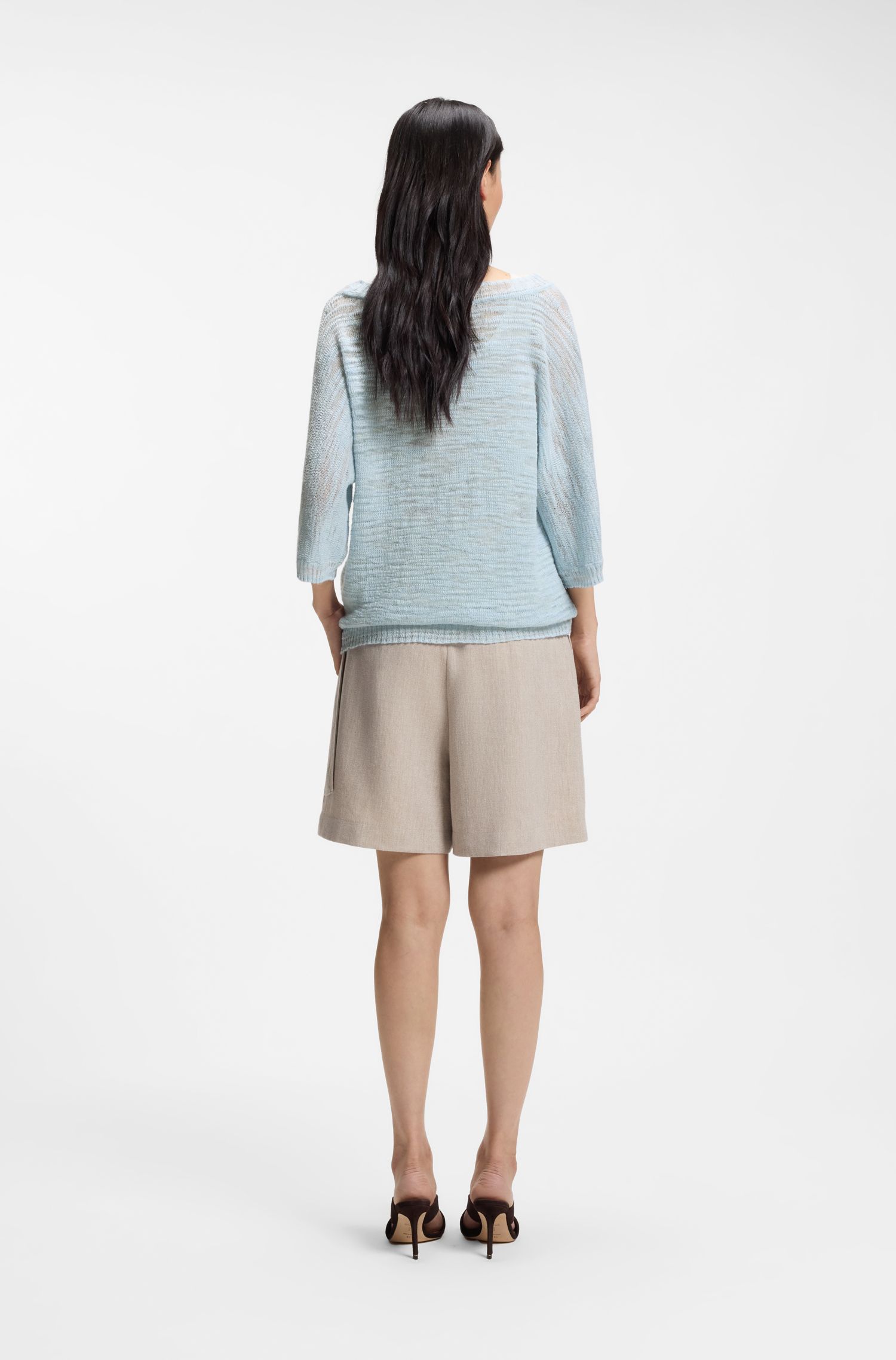 【BOSS博斯】船领亚麻混纺毛衣