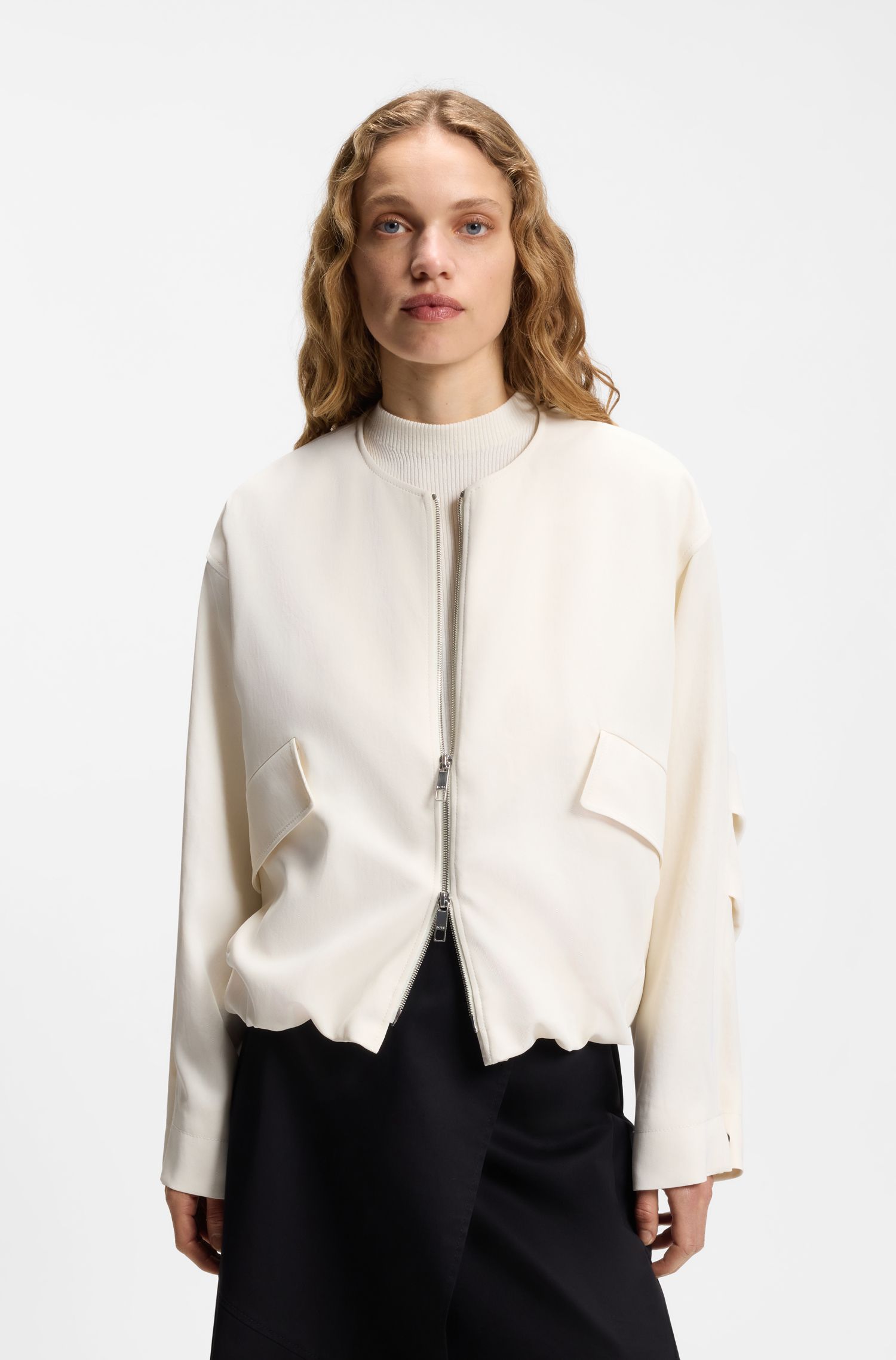 【BOSS博斯】轻盈斜纹布现代版型无领夹克