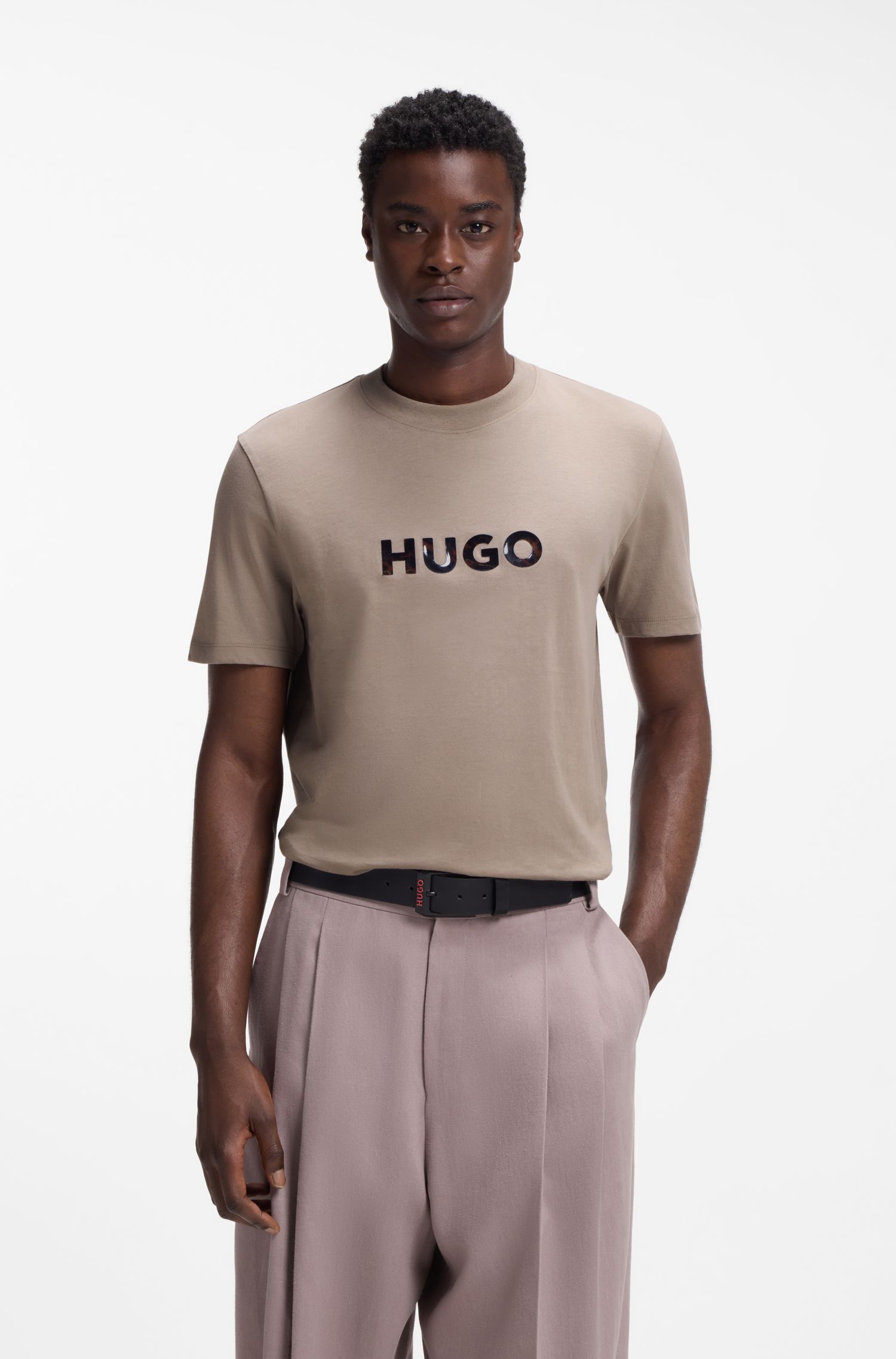 【HUGO雨果】玳瑁徽标棉质平纹布 T 恤