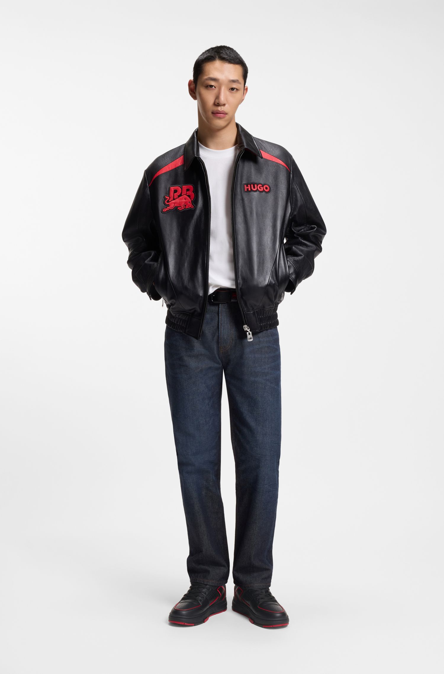 【HUGO雨果】HUGO x RB 人造革公牛图案运动鞋