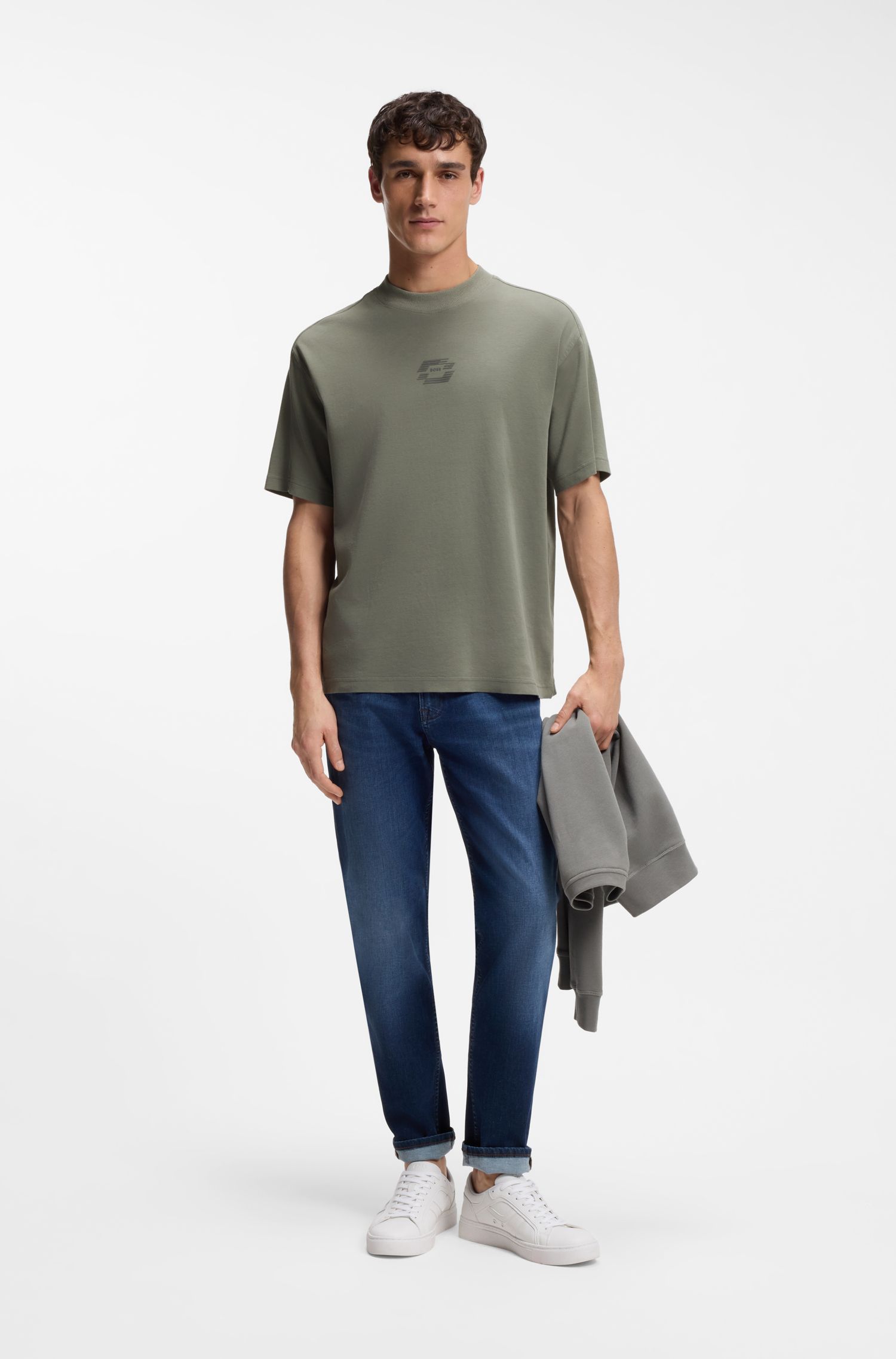 【BOSS博斯】徽标艺术图案棉质双面布 T 恤