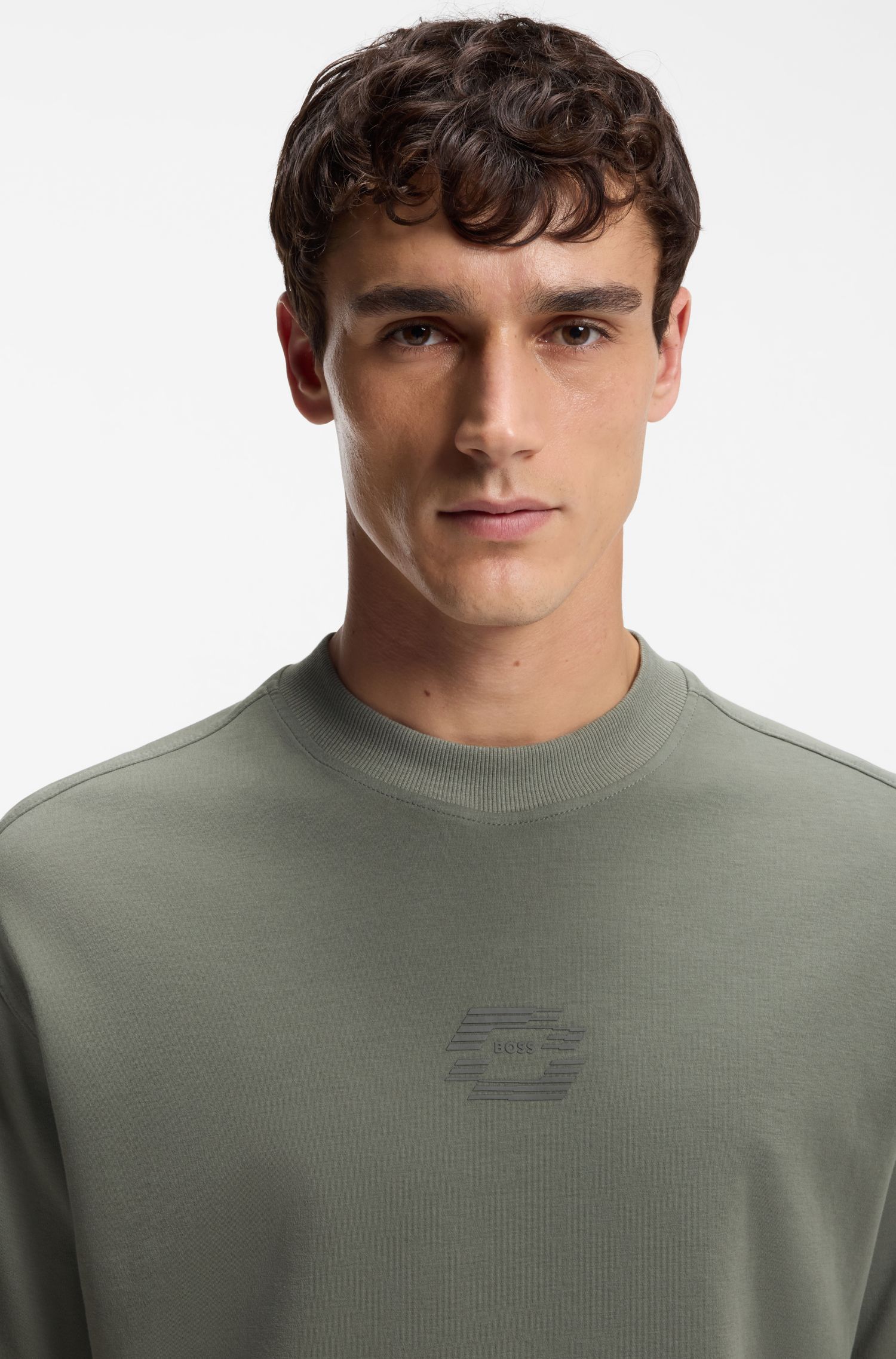 【BOSS博斯】徽标艺术图案棉质双面布 T 恤