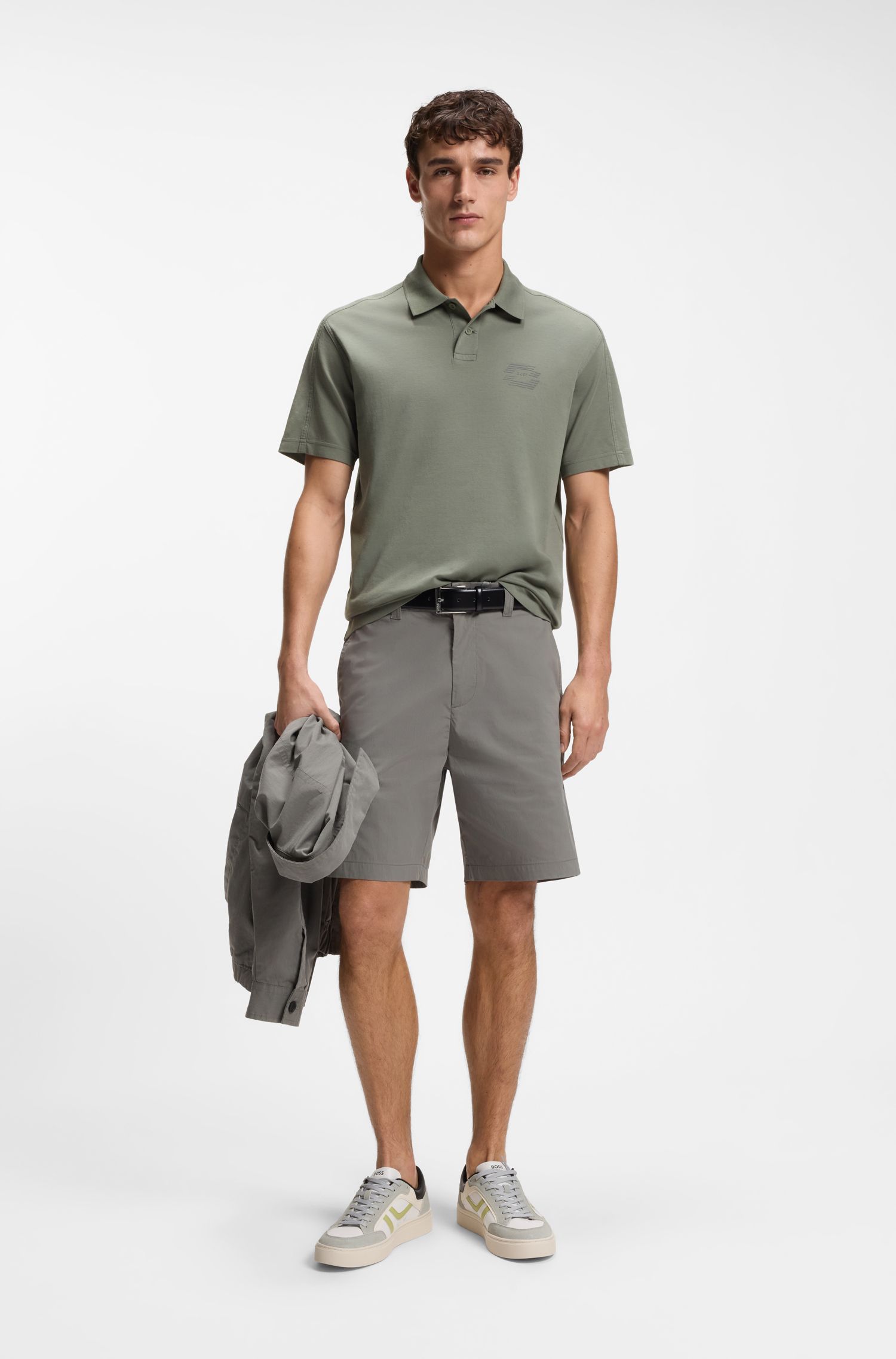 【BOSS博斯】徽标艺术图案宽松版型棉质双面布 Polo 衫