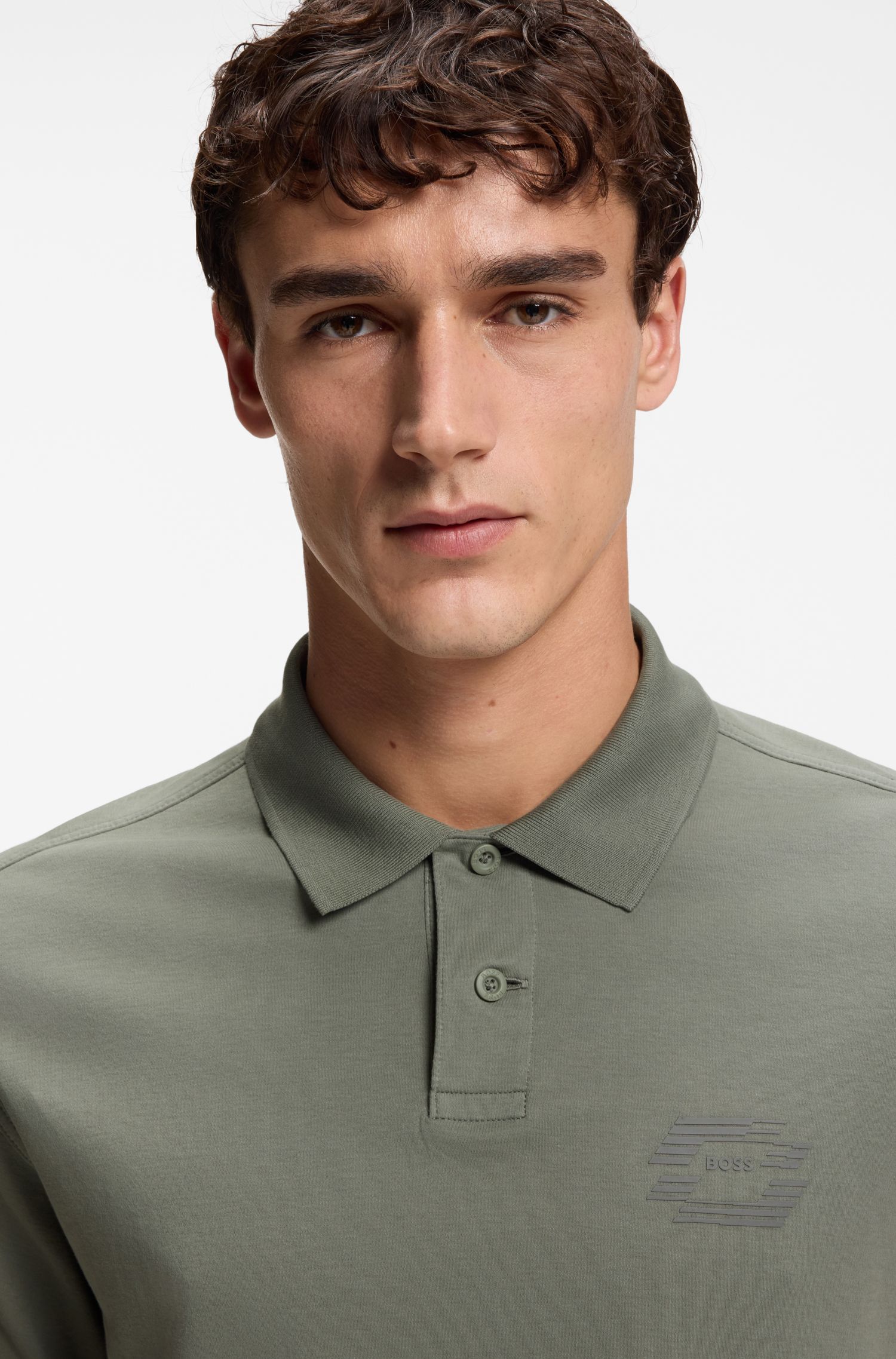 【BOSS博斯】徽标艺术图案宽松版型棉质双面布 Polo 衫