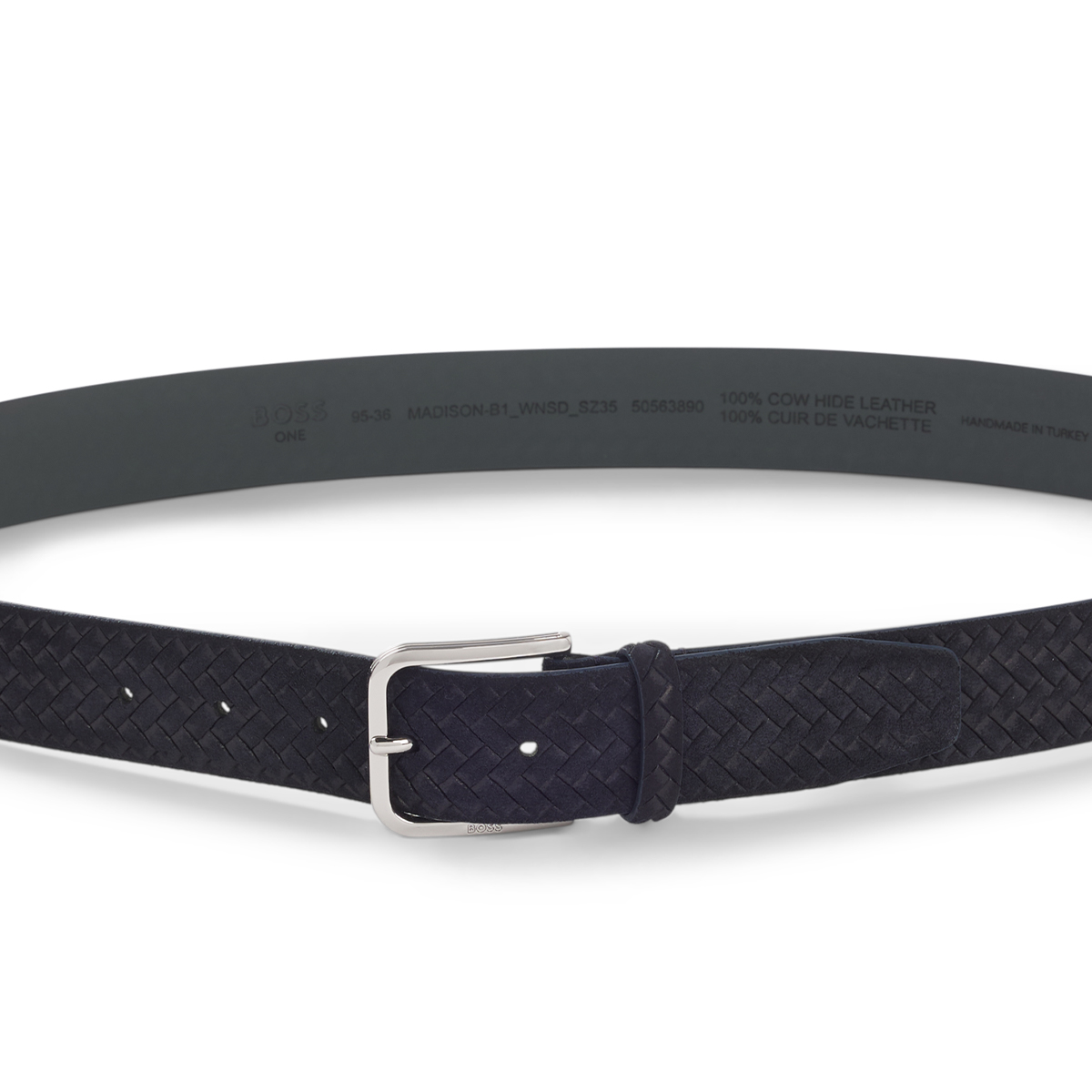 【BOSS博斯】徽标搭扣编织麂皮腰带