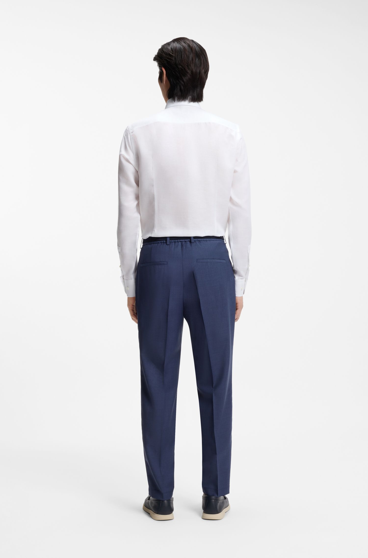 【BOSS博斯】亚麻混纺斜纹布修身衬衫