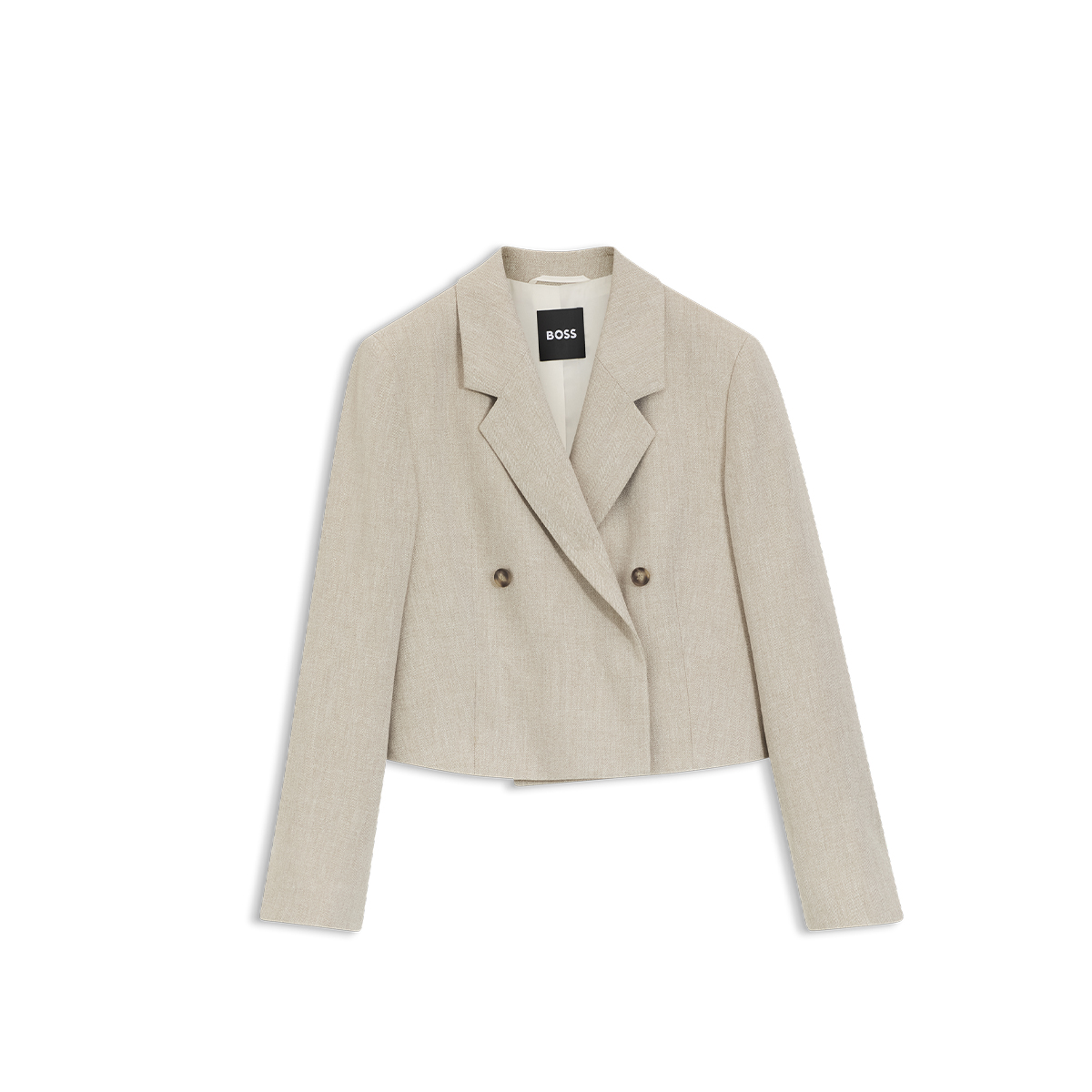 【BOSS博斯】人字纹图案亚麻混纺超大版型西装外套