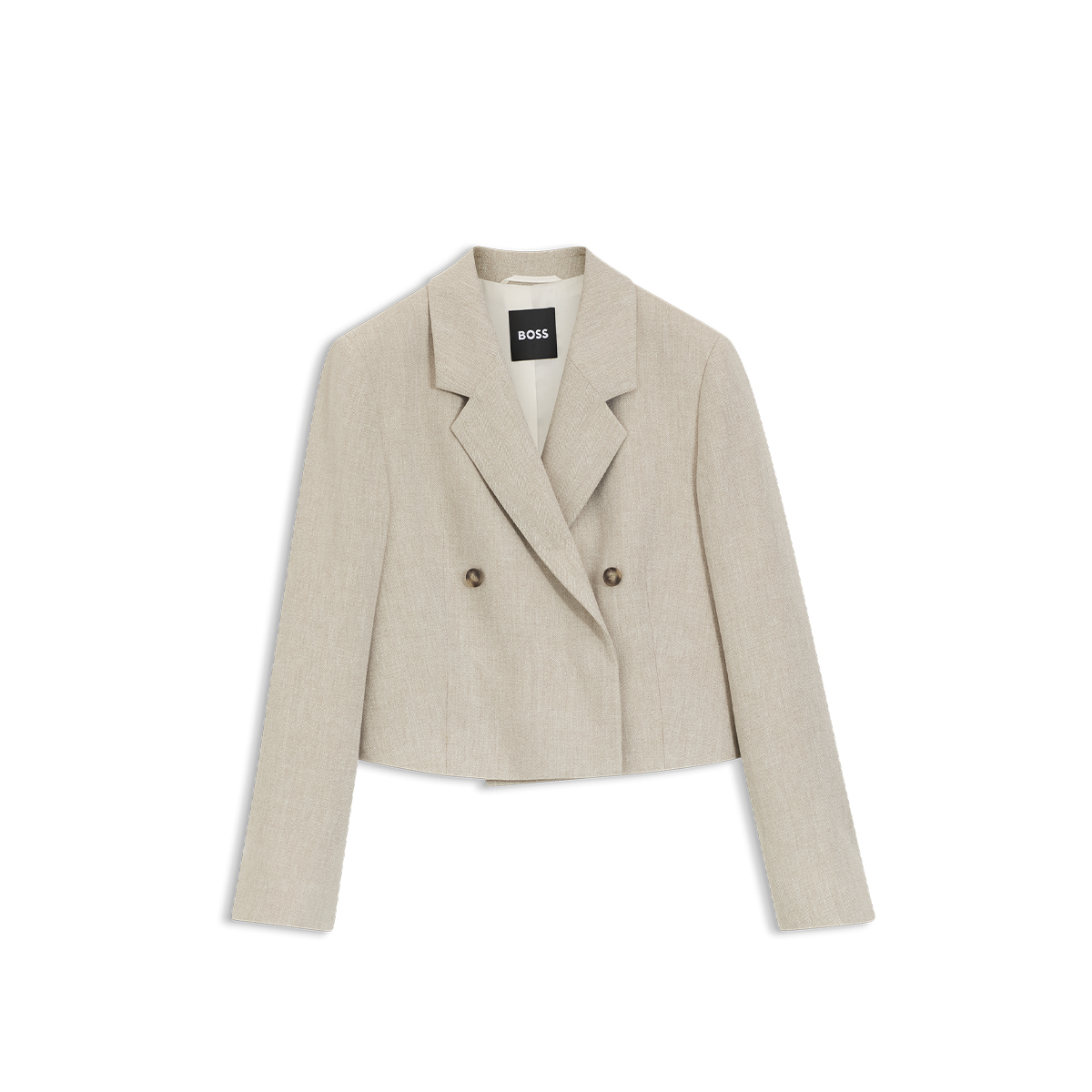 【BOSS博斯】人字纹图案亚麻混纺超大版型西装外套