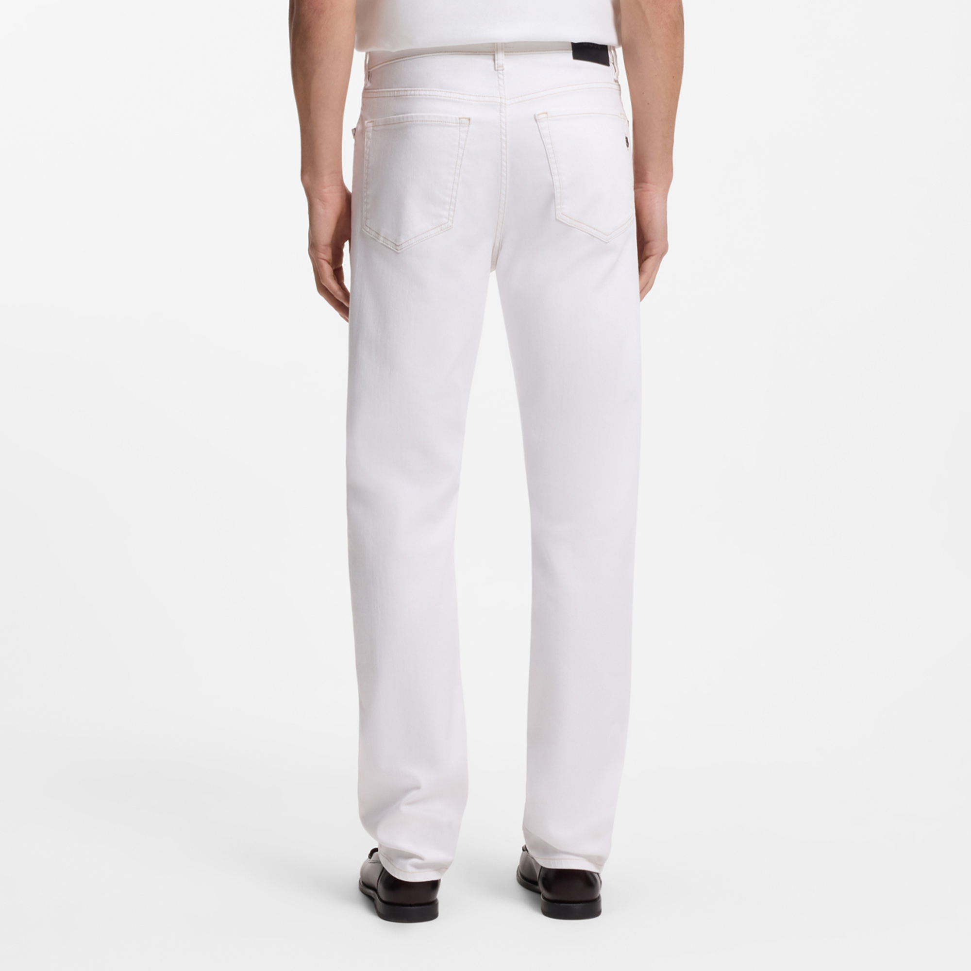 【BOSS博斯】白色弹力牛仔布五口袋牛仔裤