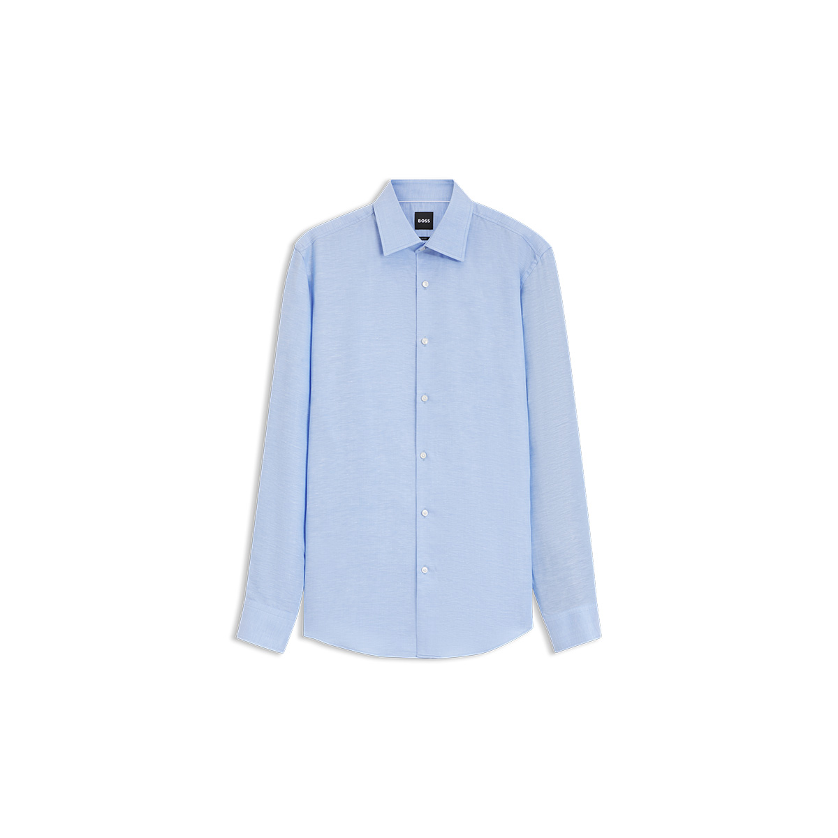 【BOSS博斯】亚麻混纺斜纹布修身衬衫