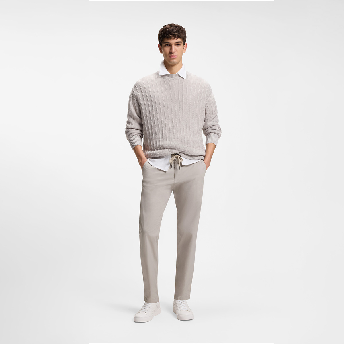 【BOSS博斯】府绸棉质混纺直筒版型休闲裤