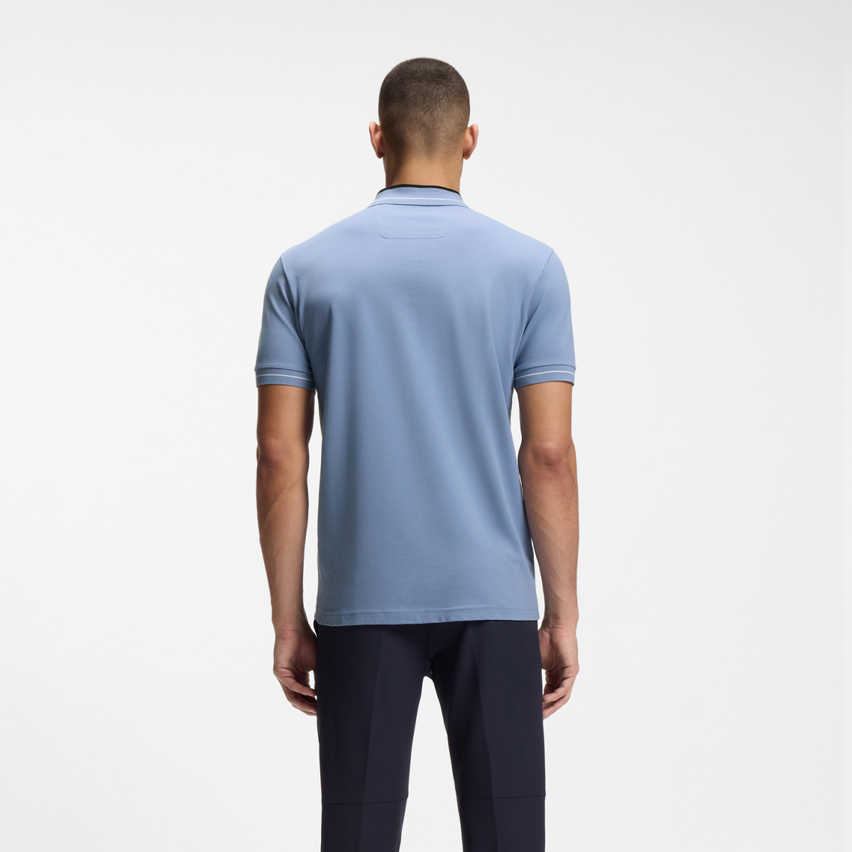 【BOSS博斯】条纹饰边弹力棉 Polo 衫