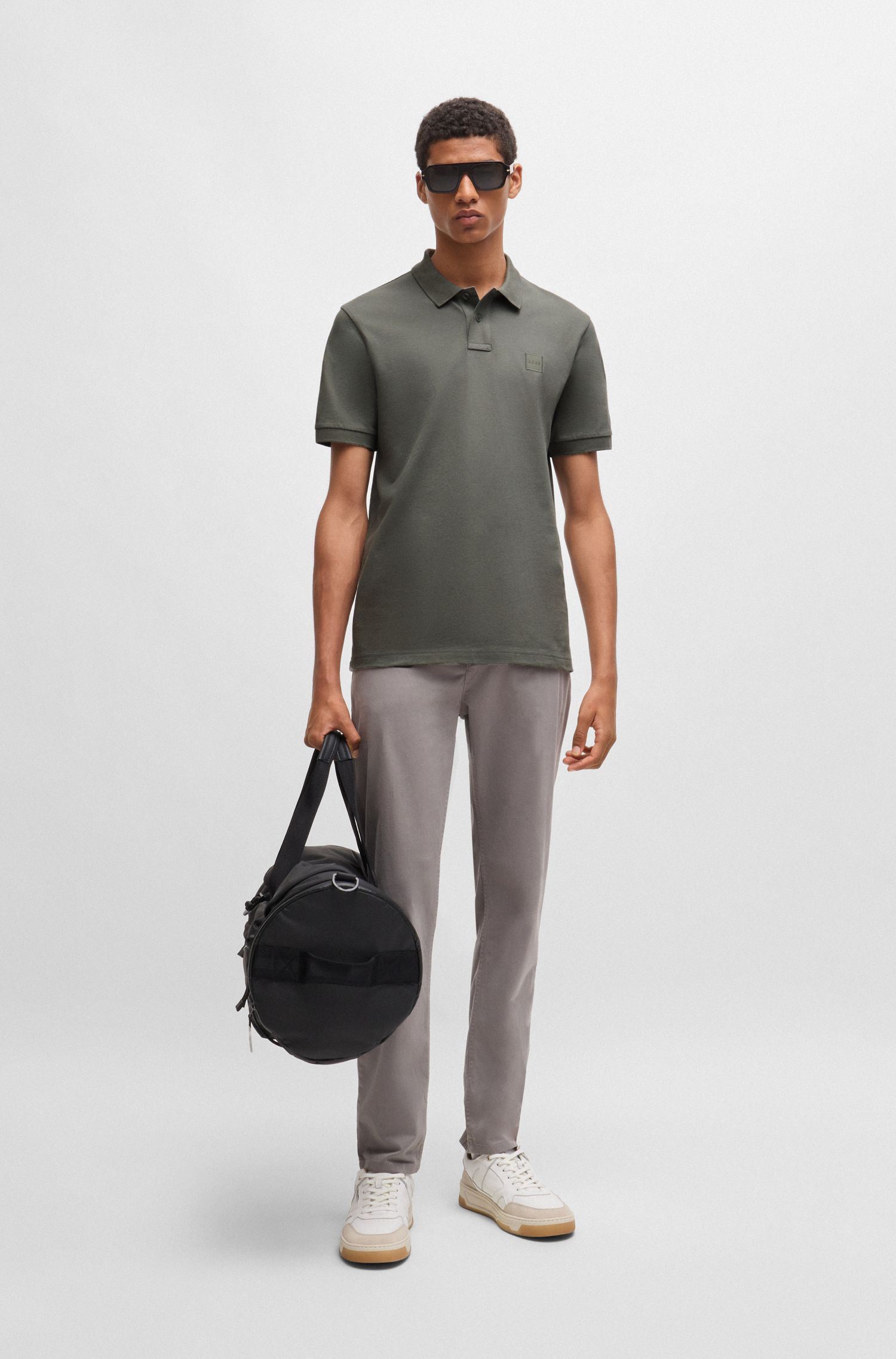 【BOSS博斯】弹力修身短袖polo衫