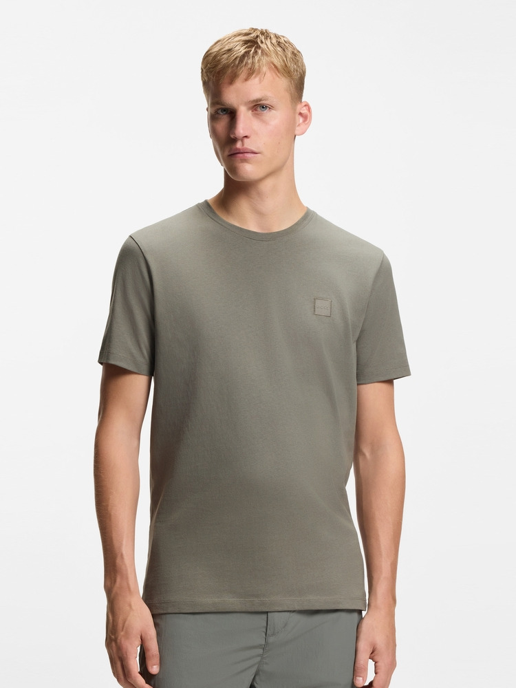 【BOSS博斯】徽标饰片棉质平纹针织短袖T恤