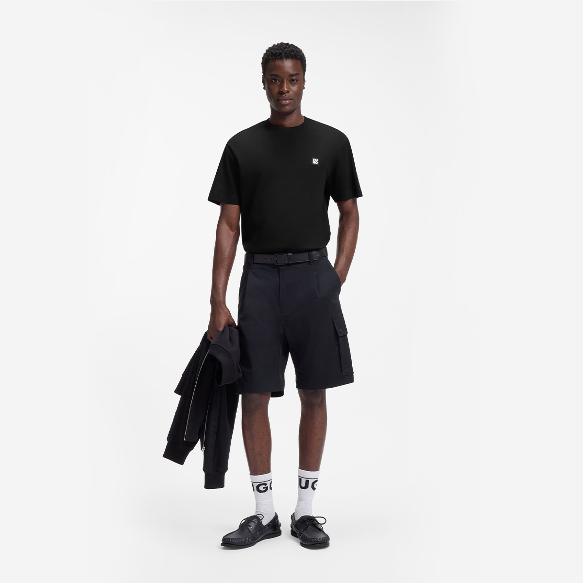 【HUGO雨果】肩部刺绣棉质休闲版型 T 恤