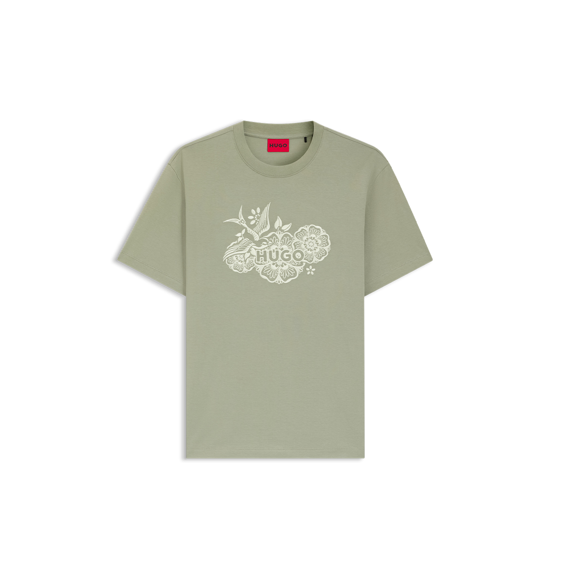 【HUGO雨果】带刺绣图案的棉质平纹针织 T 恤