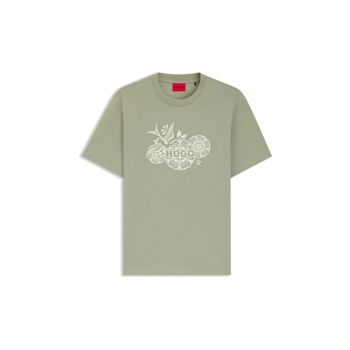 【HUGO雨果】带刺绣图案的棉质平纹针织 T 恤