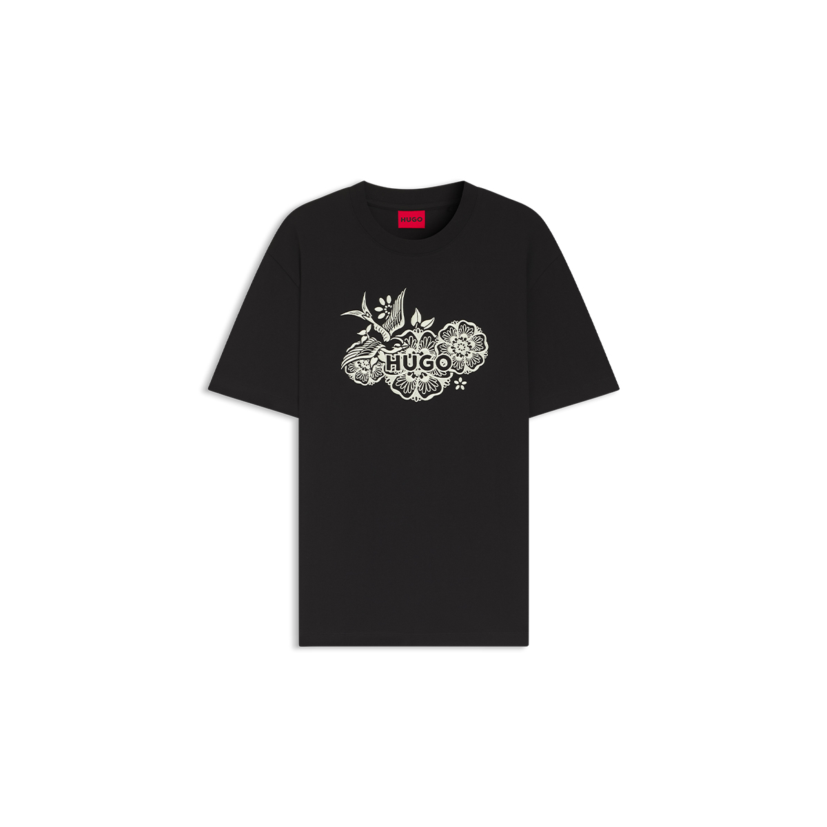 【HUGO雨果】带刺绣图案的棉质平纹针织 T 恤