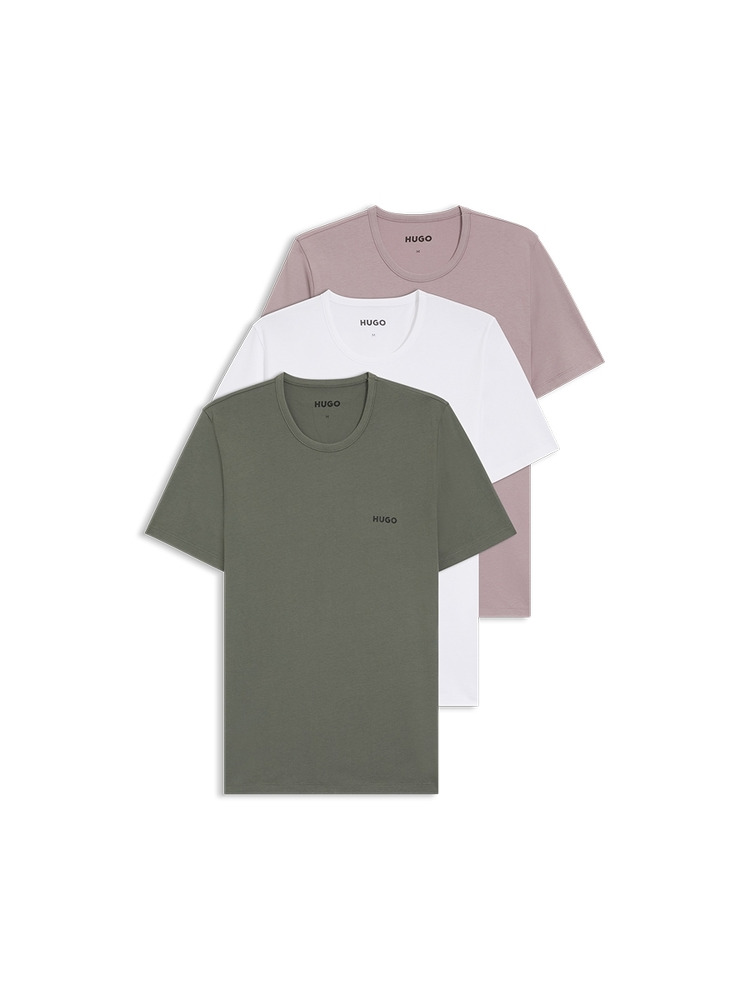 【HUGO雨果】棉质平纹针织打底 T 恤三件装