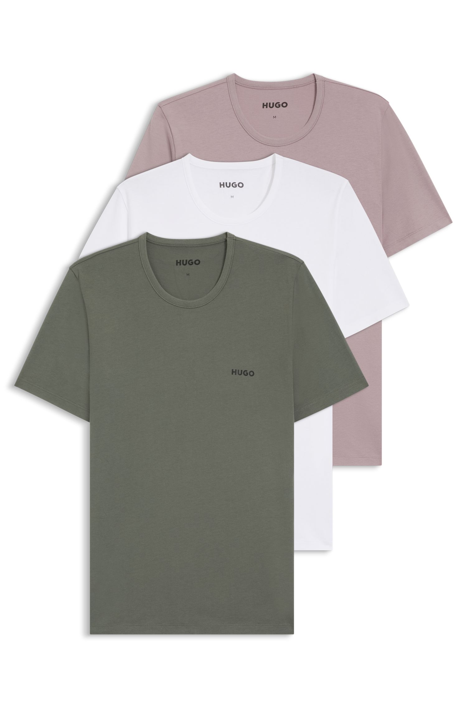 【HUGO雨果】棉质平纹针织打底 T 恤三件装
