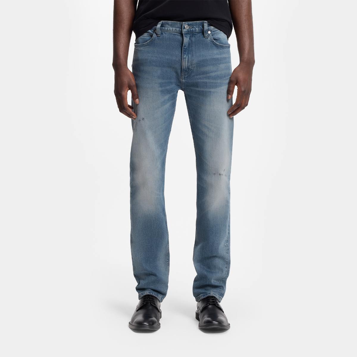 【HUGO雨果】灰蓝色修身舒适弹力牛仔裤