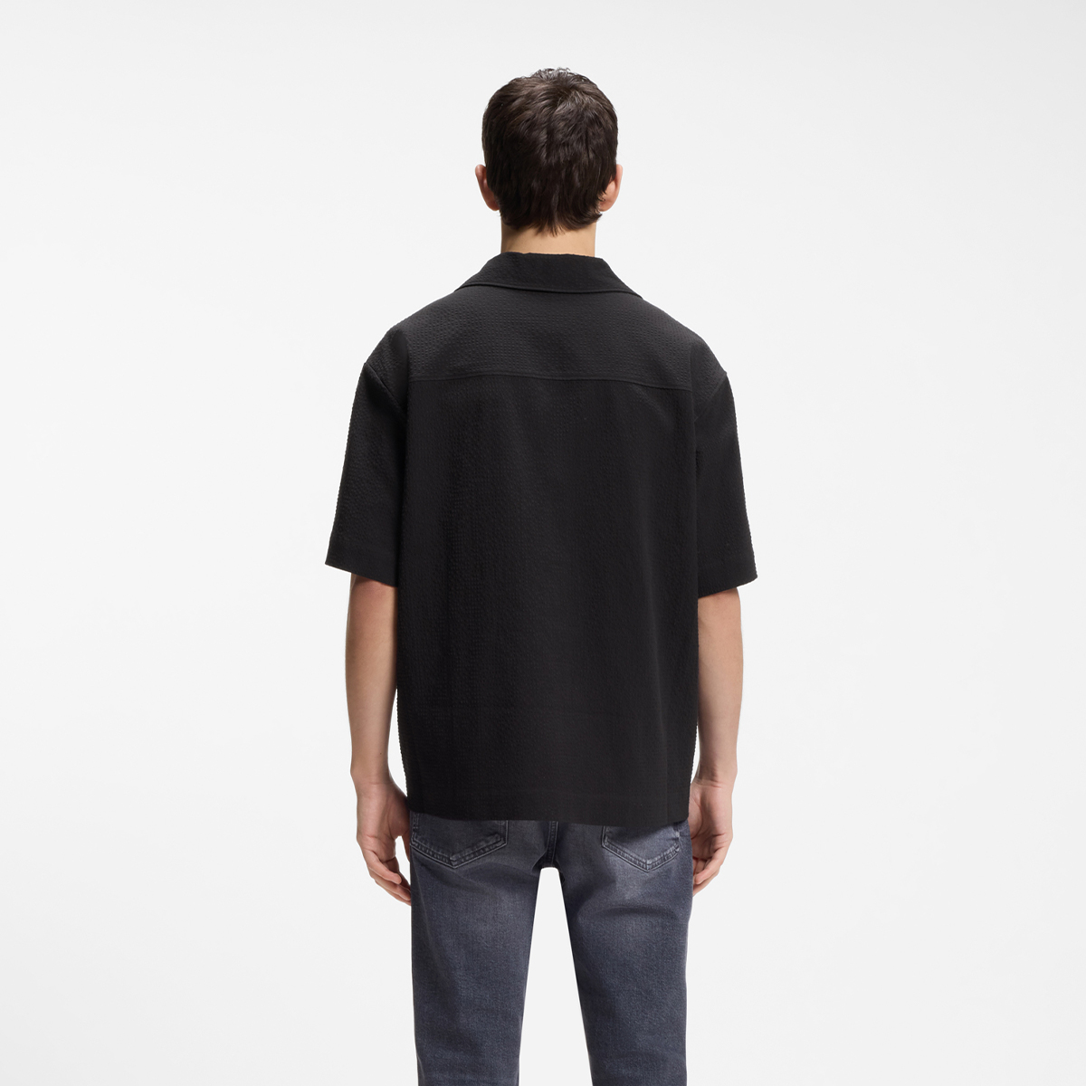 【HUGO雨果】弹力棉泡泡纱超大版型衬衫